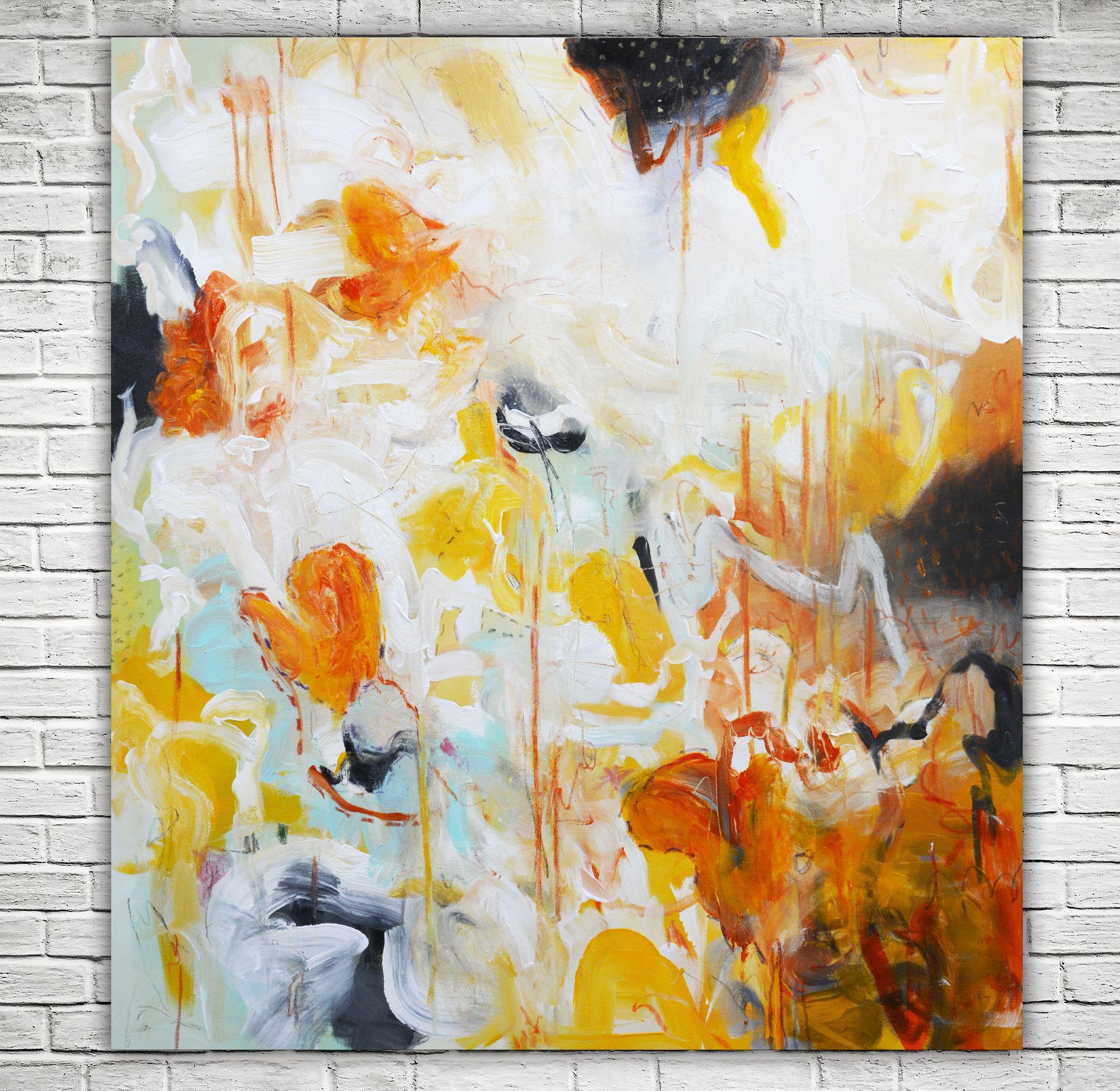 Mille ricordi di giallo, tecnica mista su tela - Mixed Media Art Astratto di Andrada Anghel