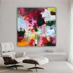 Wandering with flowers in hand, Mixed Media on Canvas