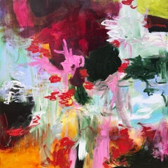 Wandering with flowers in hand, Mixed Media on Canvas