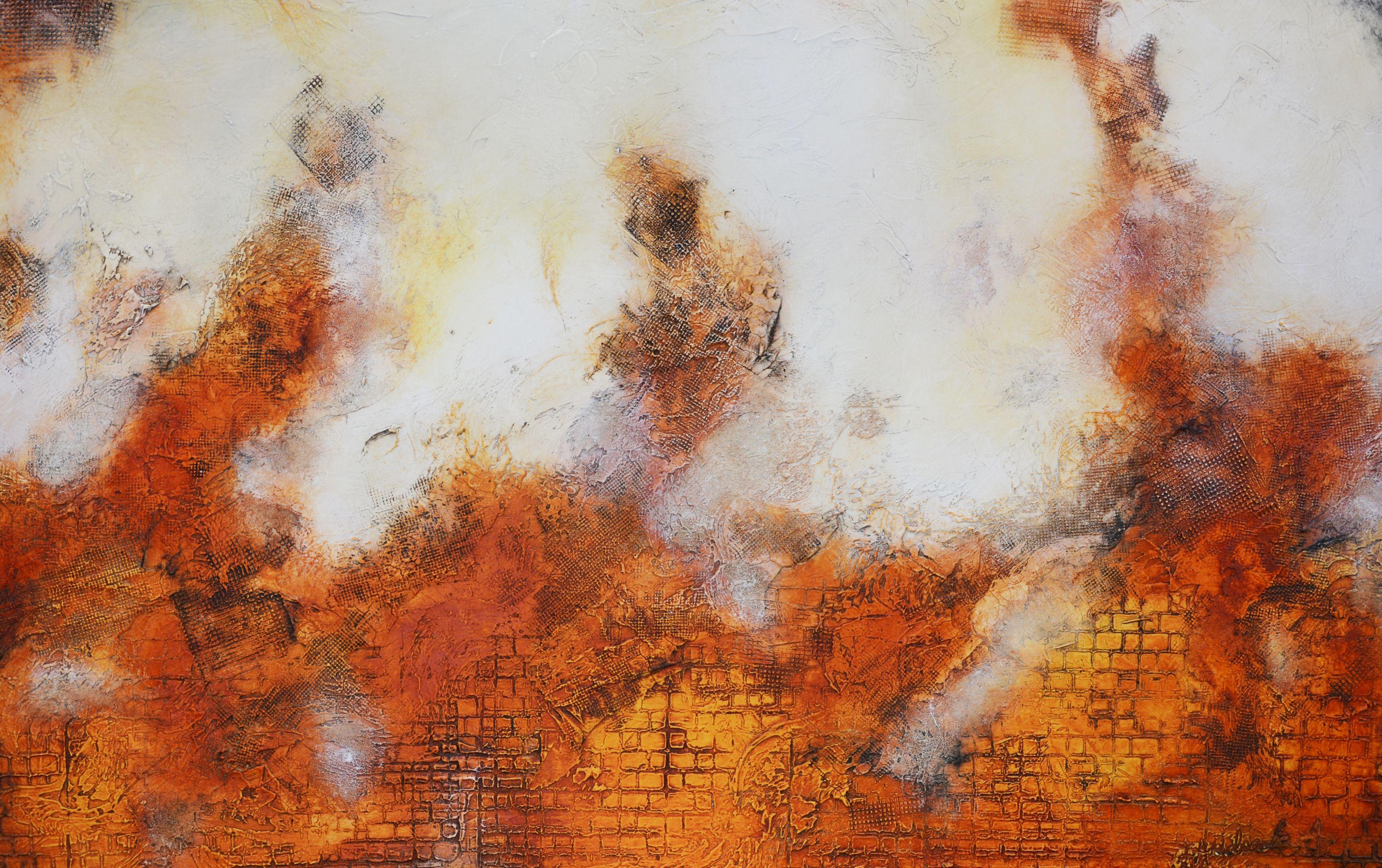 Techniques mixtes sur toile rouille chaude