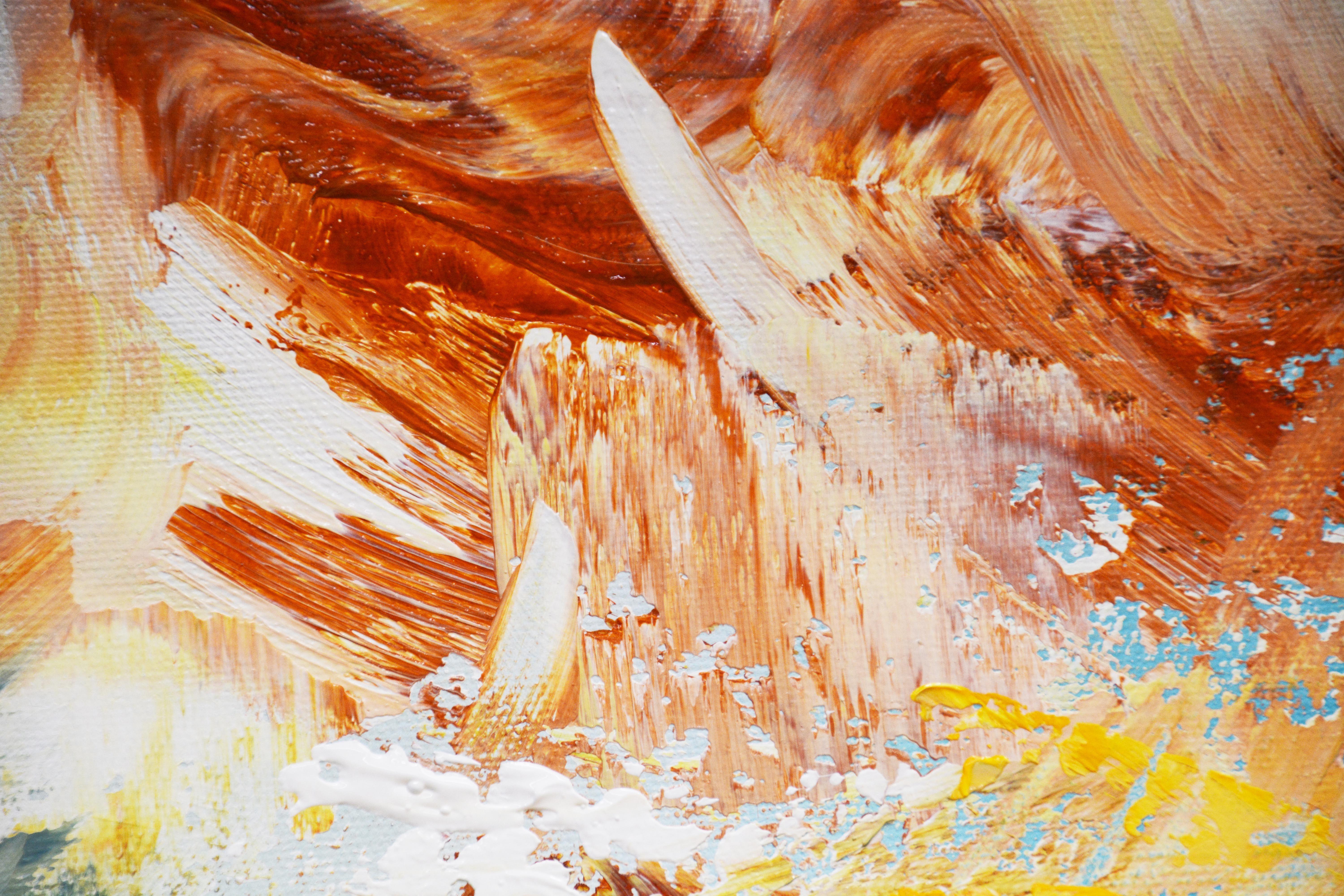 Un nuovo giorno, Pittura, Acrilico su tela - Abstract Painting Beige di Andrada Anghel