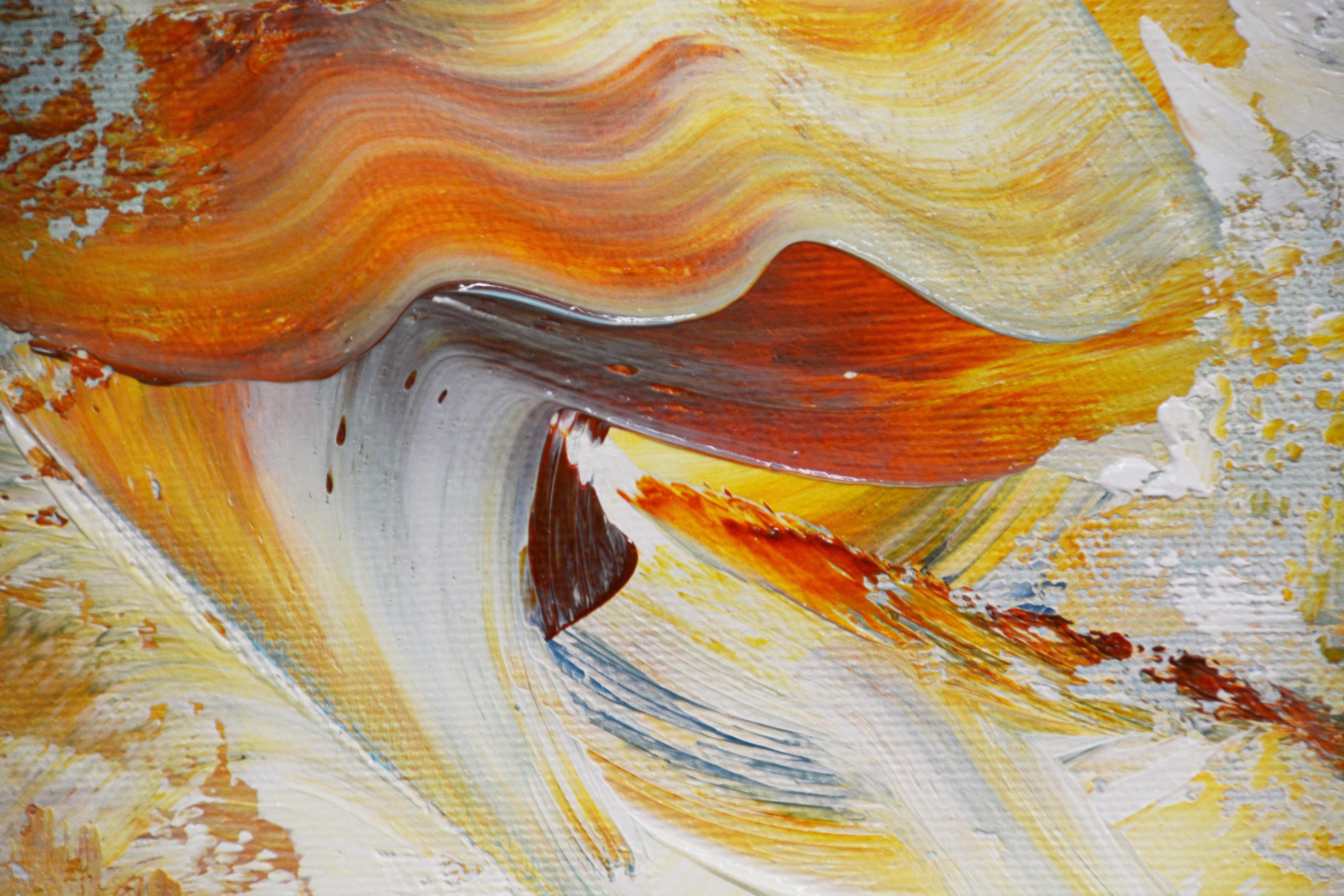 Bellissimo paesaggio astratto con pennellate intricate e texture sottili per creare un senso di profondità e movimento. Il gioco di questi colori eterei crea un equilibrio armonioso, evocando un senso di calma e serenità. Sono innamorata dell'oceano