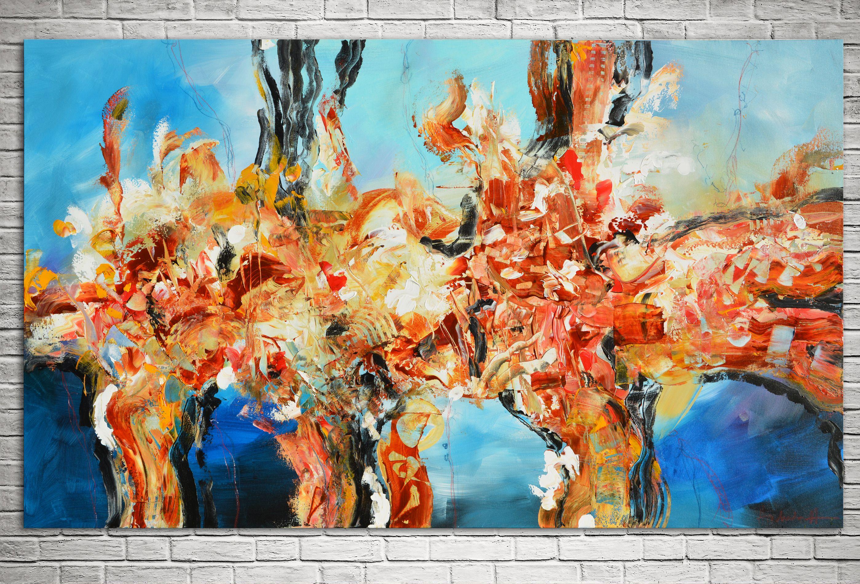 Eine Tendenz, sich in mehrere Richtungen zu neigen, Malerei, Acryl auf Leinwand – Painting von Andrada Anghel