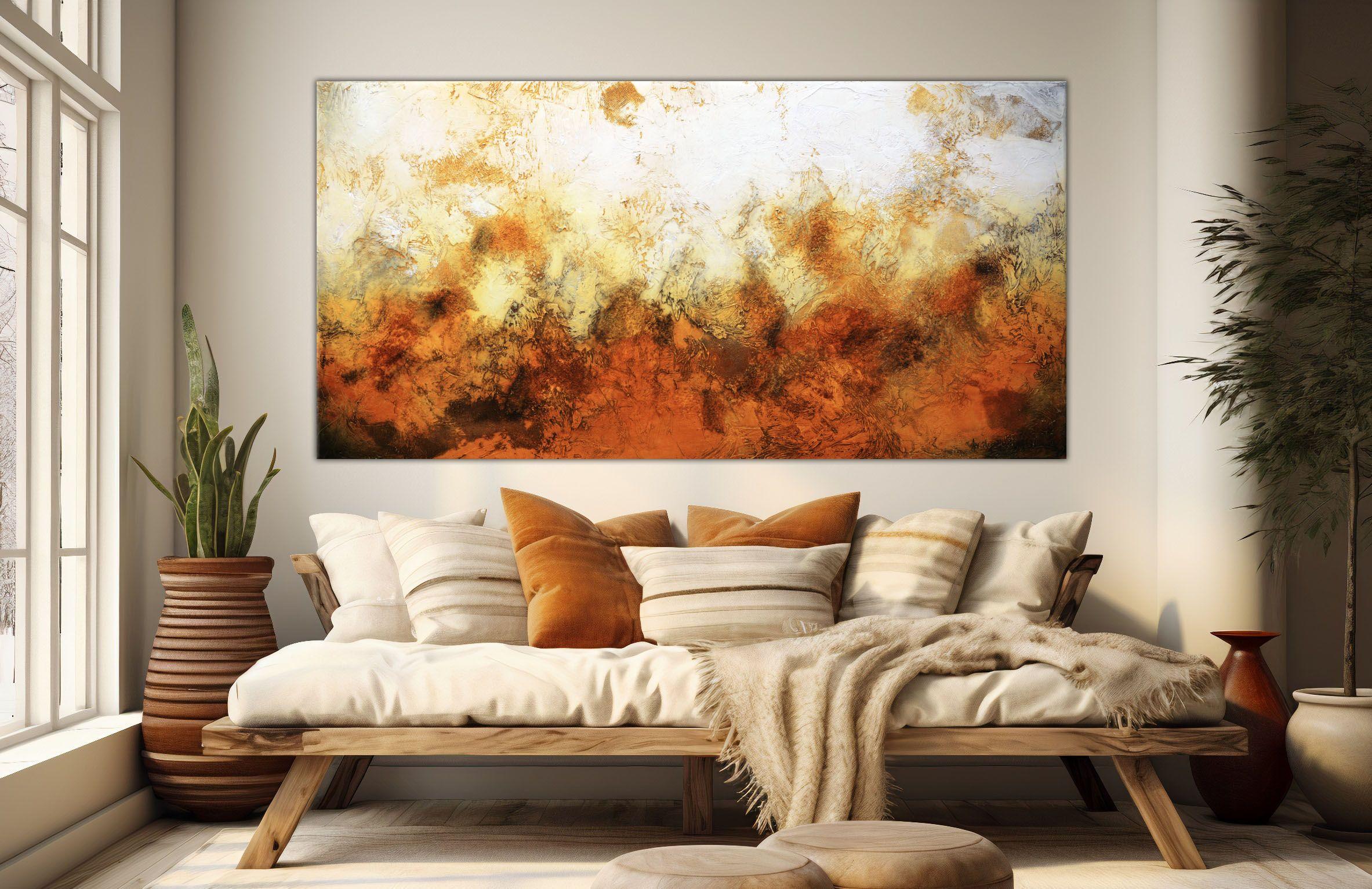 A walk between the orange dunes, Painting, Acrylic on Canvas For Sale 1
