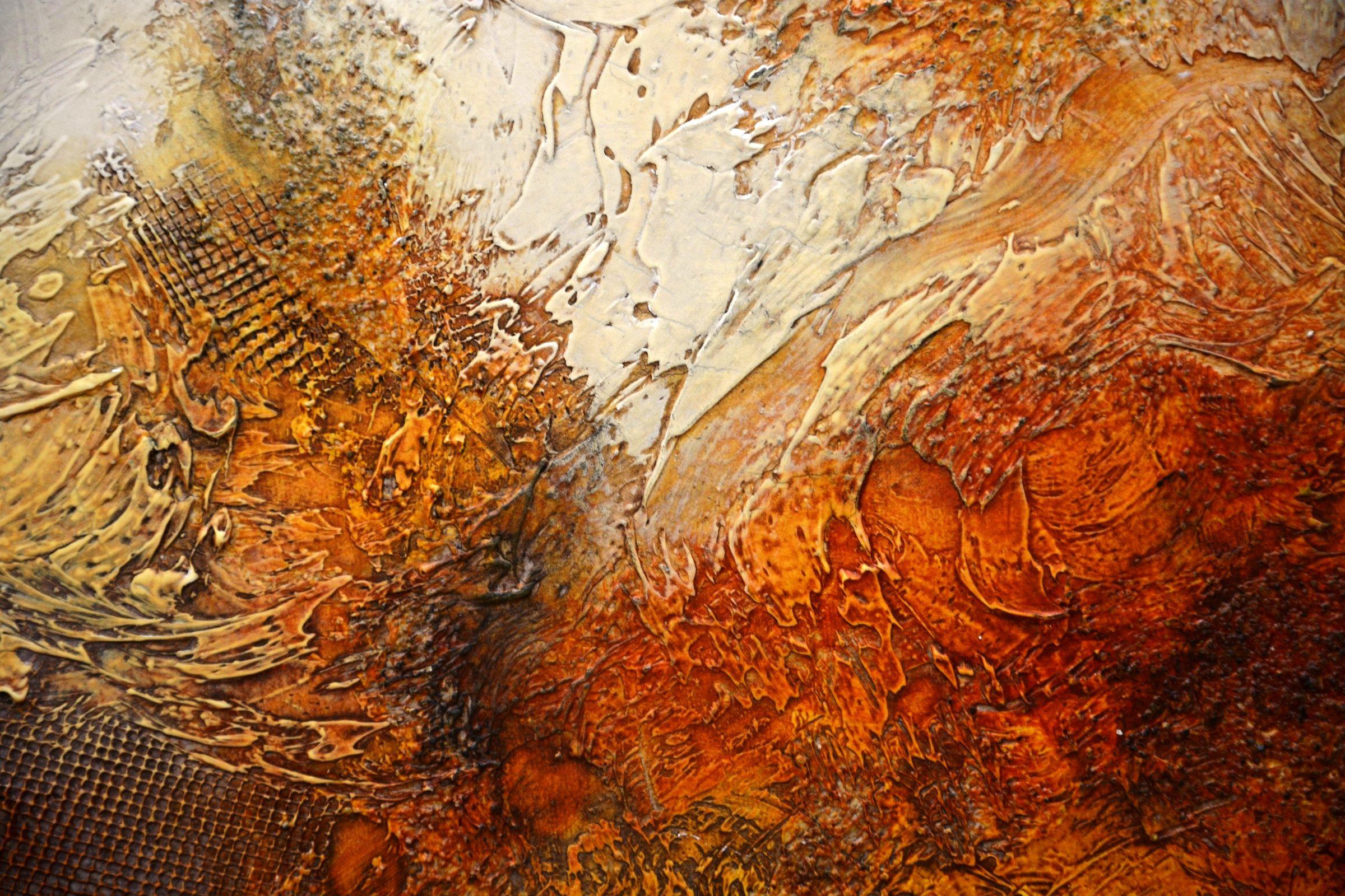 A walk between the orange dunes, Painting, Acrylic on Canvas For Sale 2