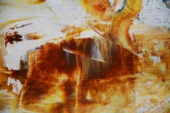 Again and again - navy blue and orange abstract, Painting, Acrylic on Canvas