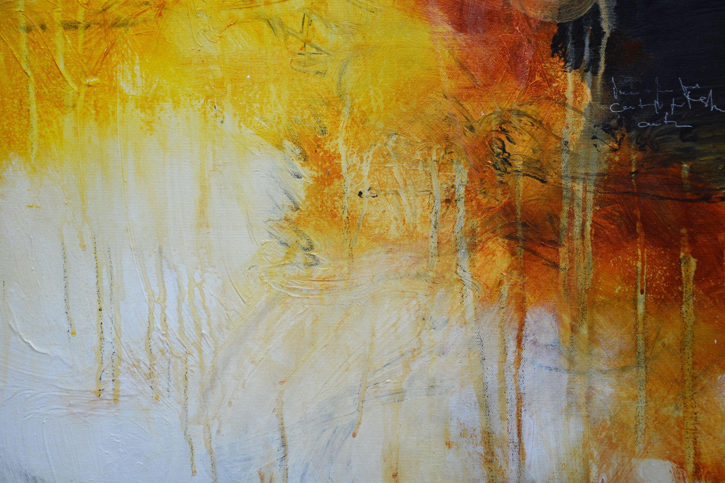 Autumn rain II, Painting, Acrylic on Canvas - Brown Abstract Painting by Andrada Anghel