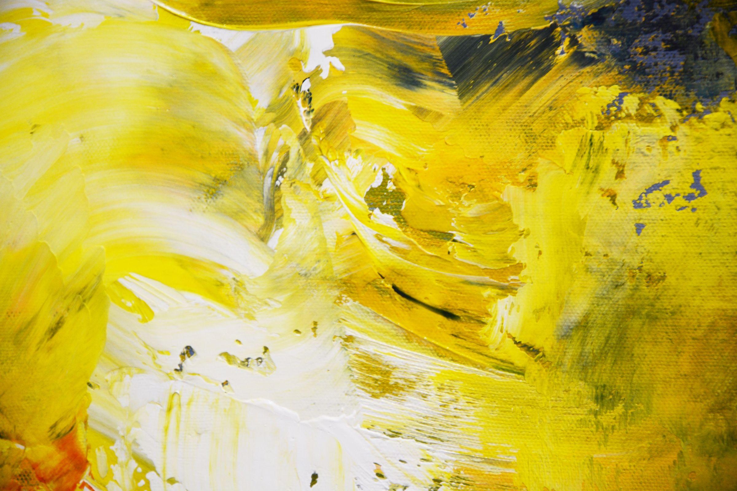Burst of color 31 - Yellow field, Painting, Acrylic on Canvas For Sale 3