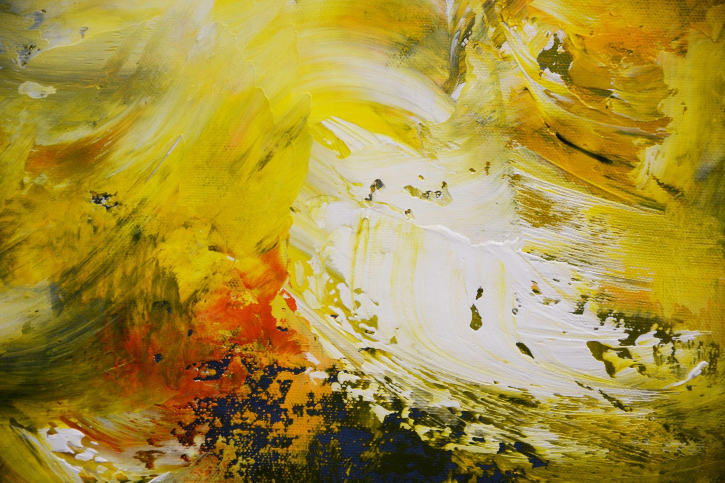 Burst of color 31 - Yellow field, Painting, Acrylic on Canvas For Sale 4