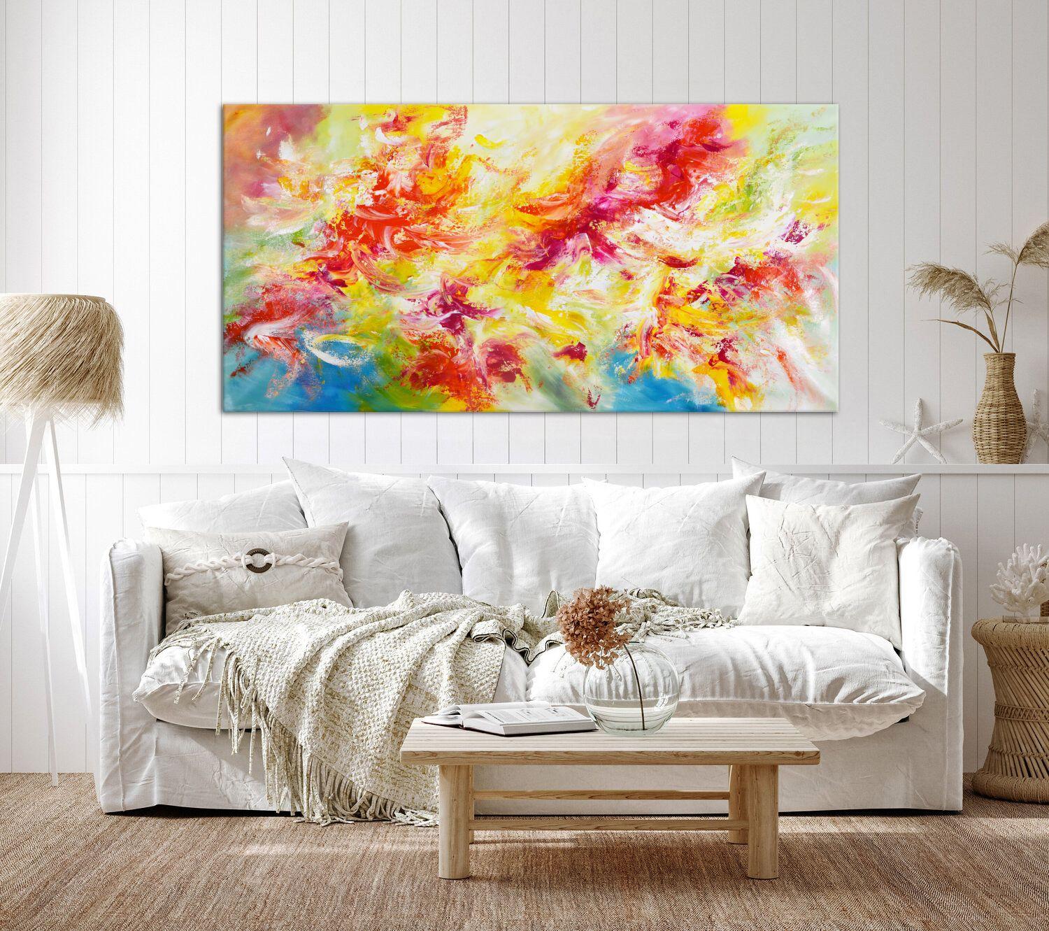 Estallido de color - Rosas rosas, Pintura, Acrílico sobre lienzo - Painting Expresionismo abstracto de Andrada Anghel