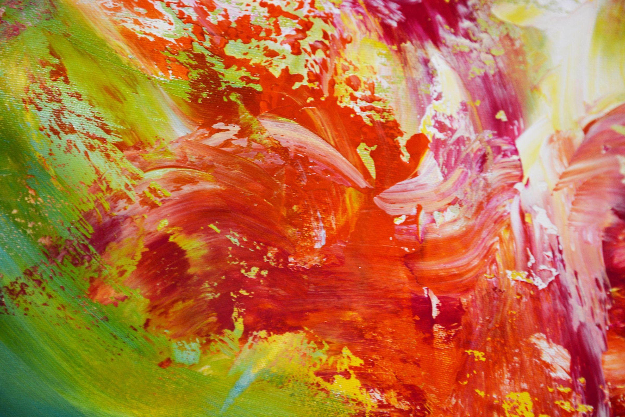 Estallido de color - Rosas rosas, Pintura, Acrílico sobre lienzo en venta 1