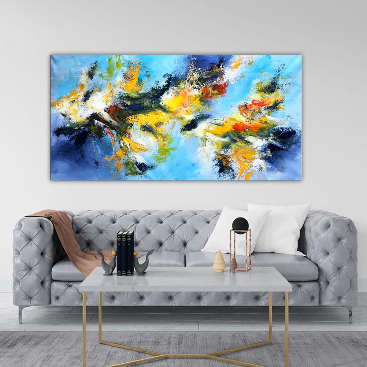 Esplosione di colori XXII - Sotto il cielo blu, Pittura, Acrilico su tela - Painting di Andrada Anghel