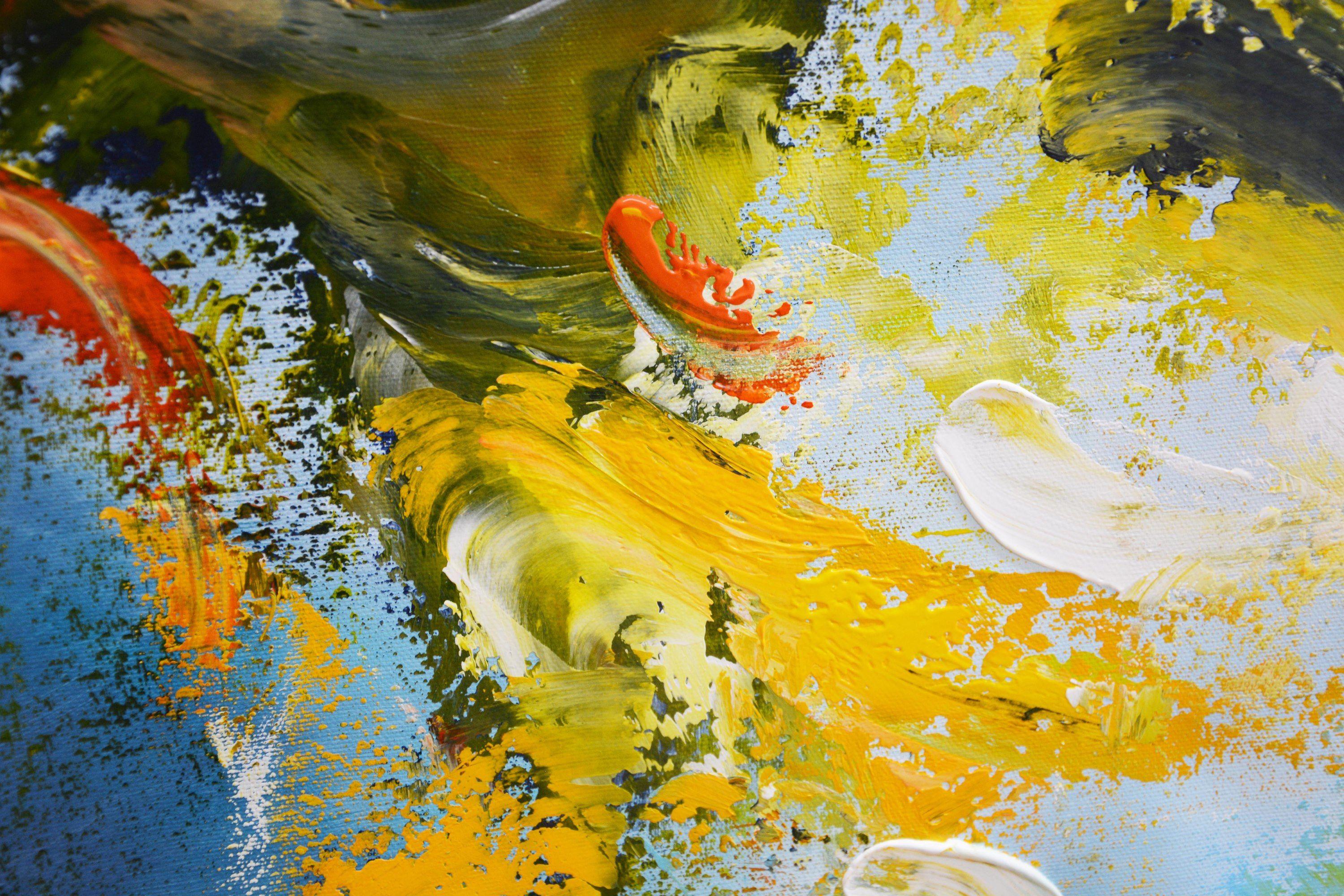 Esplosione di colori XXII - Sotto il cielo blu, Pittura, Acrilico su tela - Abstract Painting Grigio di Andrada Anghel