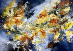 Burst of color XXVII - Lemons and roses, Painting, Acrylic on Canvas