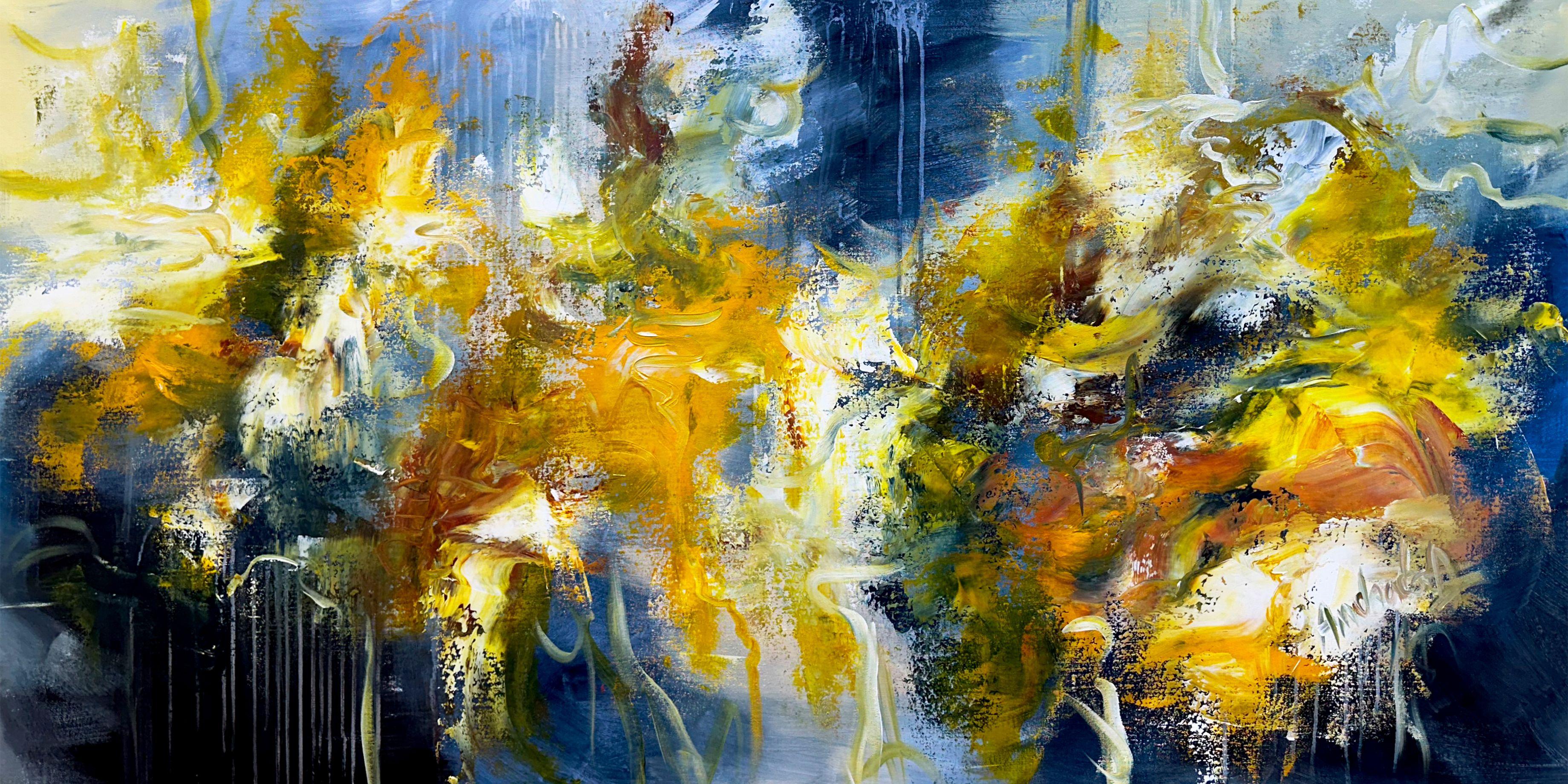 Abstract Painting di Andrada Anghel - Immersione in grotta - Esplosione di colori 34, Pittura, Acrilico su tela