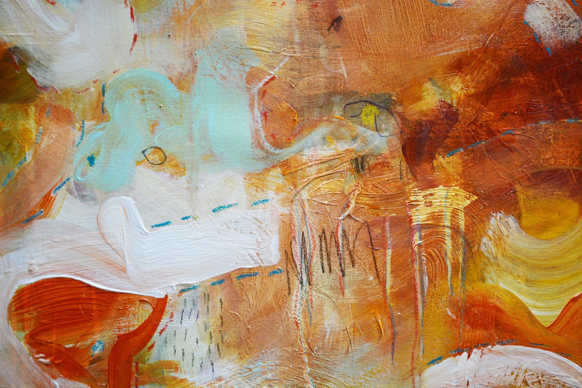 Desideri e pulsioni, Pittura, Acrilico su tela - Abstract Painting Beige di Andrada Anghel