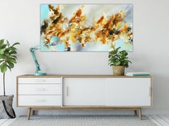 Dreaming the paradise - bold aqua and rust orange, Painting, Acrylic on Canvas