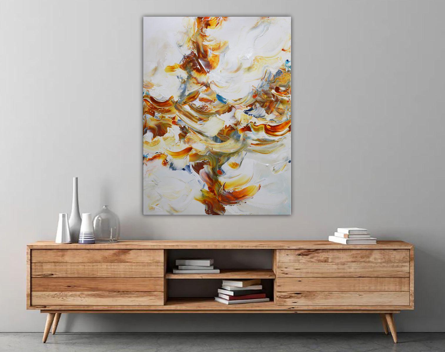 Endless beauty, Painting, Acrylic on Canvas - Beige Abstract Painting by Andrada Anghel