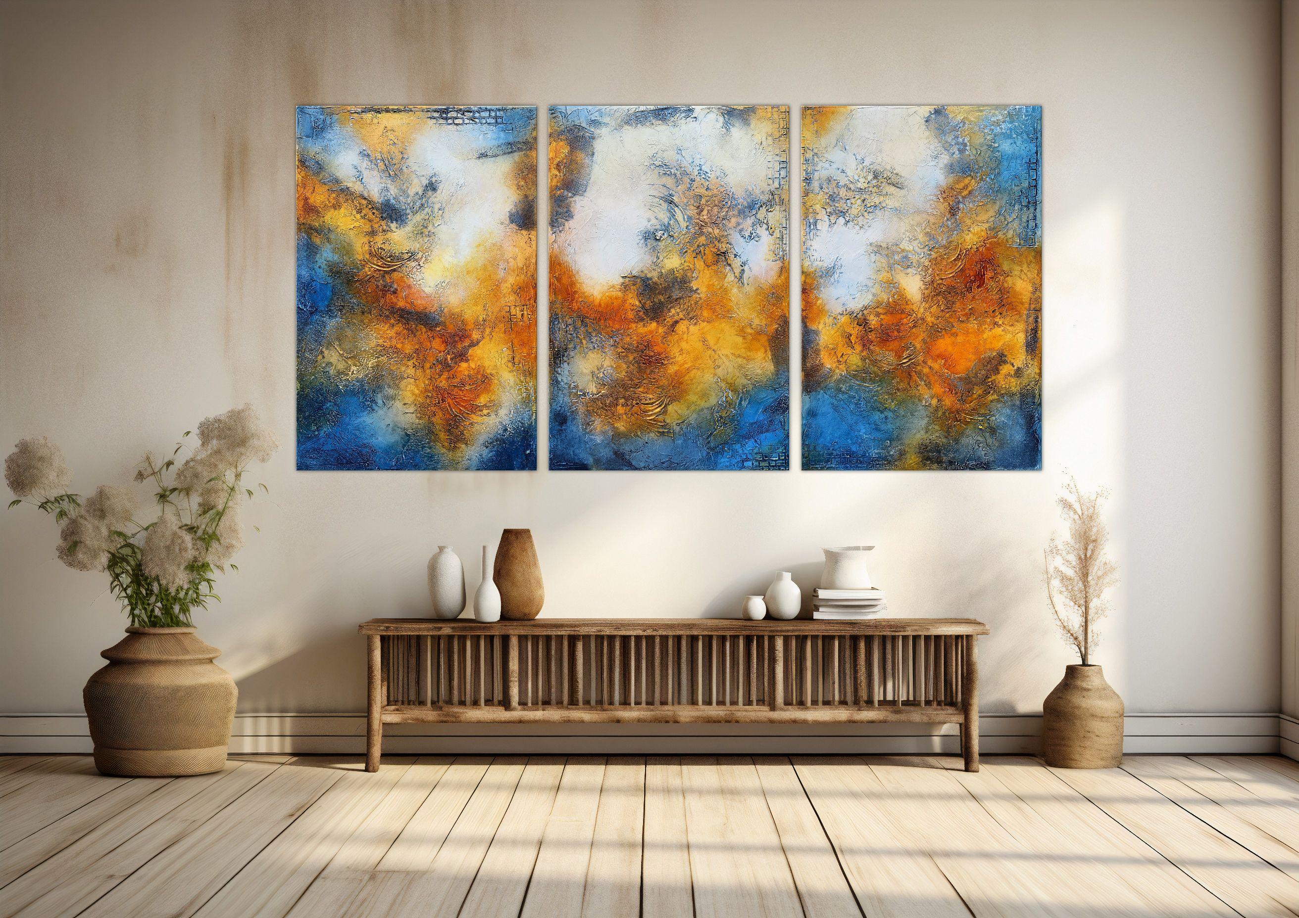 Mundo azul infinito, Pintura, Óleo sobre lienzo - Painting de Andrada Anghel