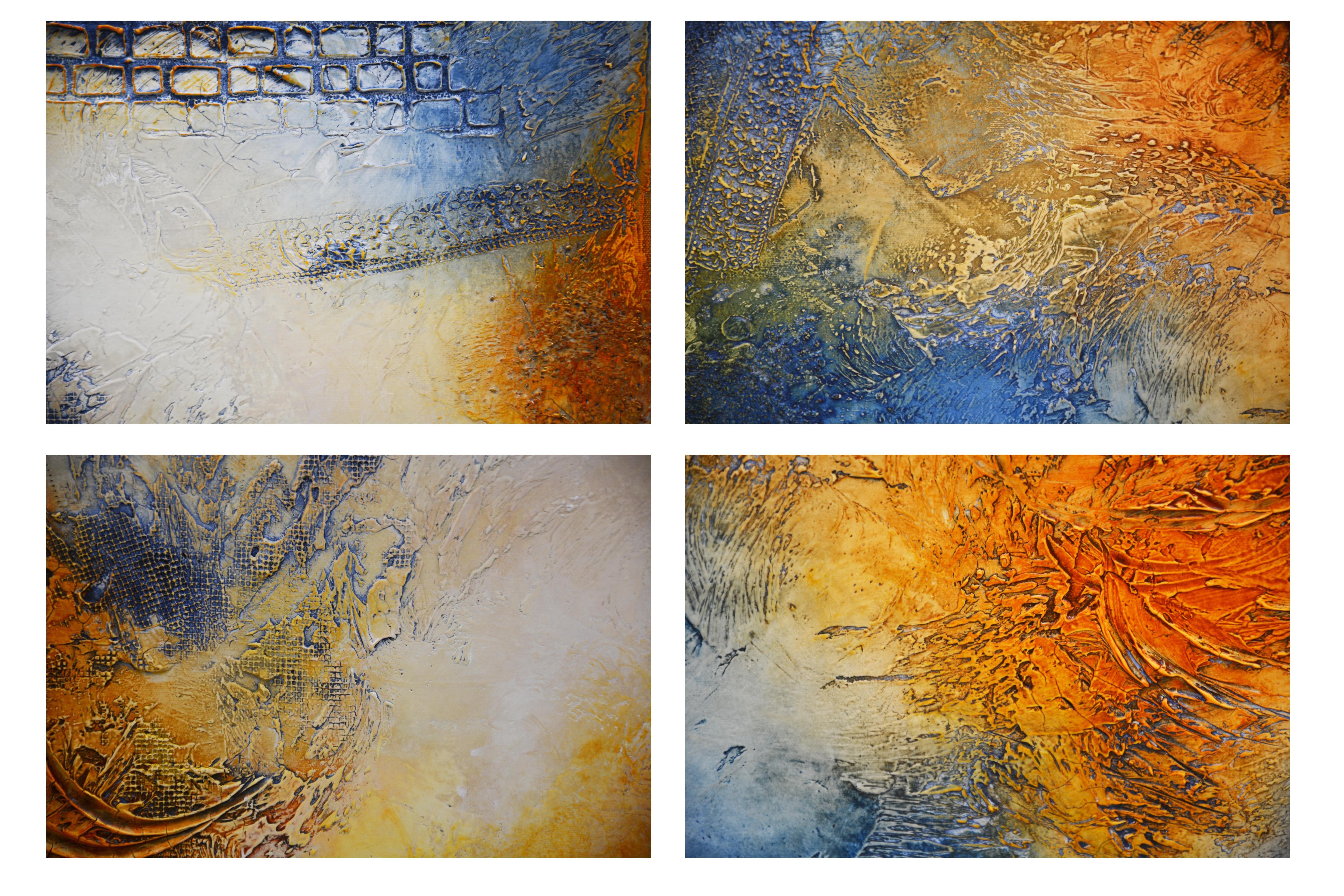 Mundo azul infinito, Pintura, Óleo sobre lienzo - Painting Abstracto de Andrada Anghel