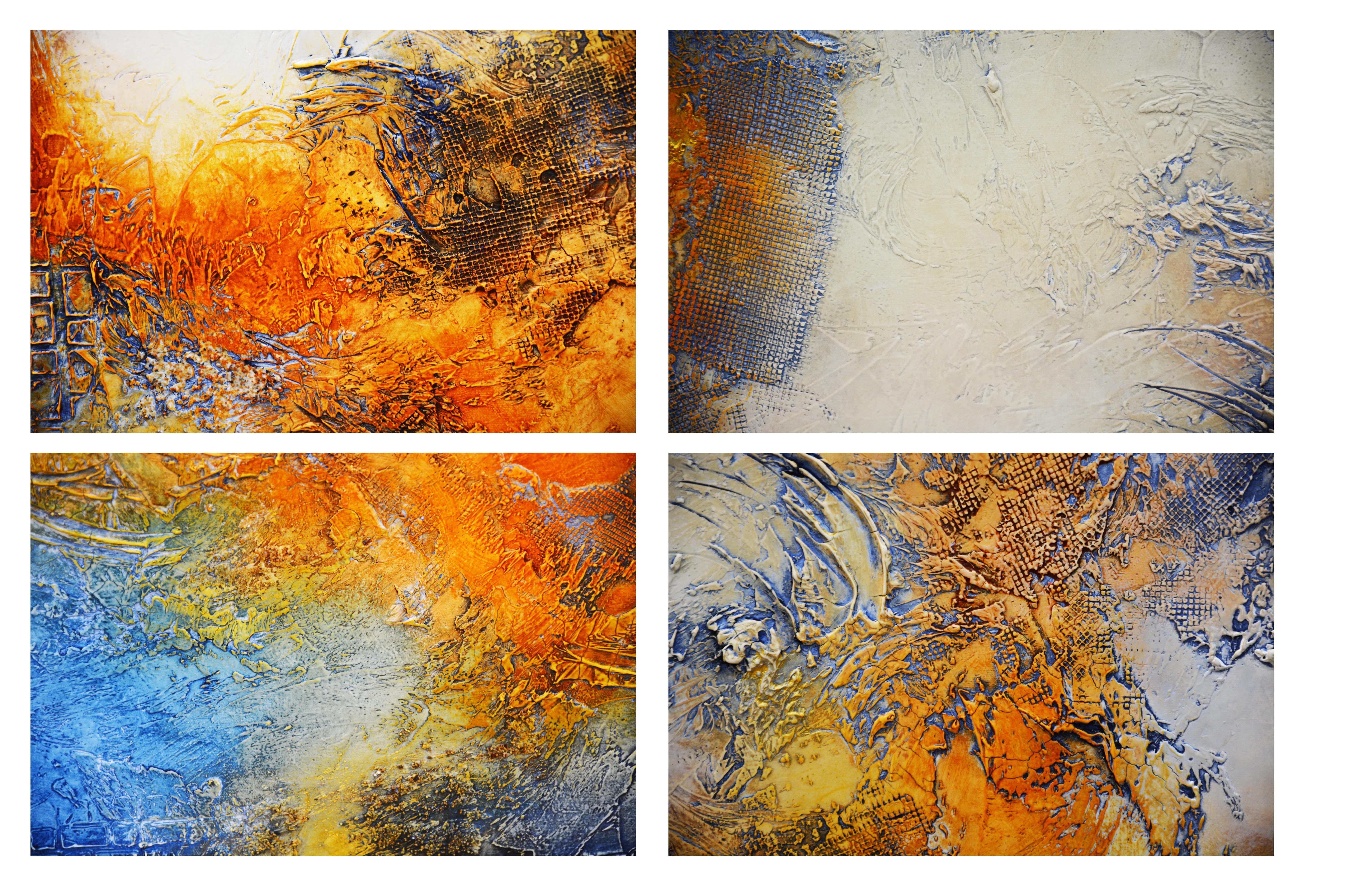 Mundo azul infinito, Pintura, Óleo sobre lienzo - Abstract Painting Marrón de Andrada Anghel