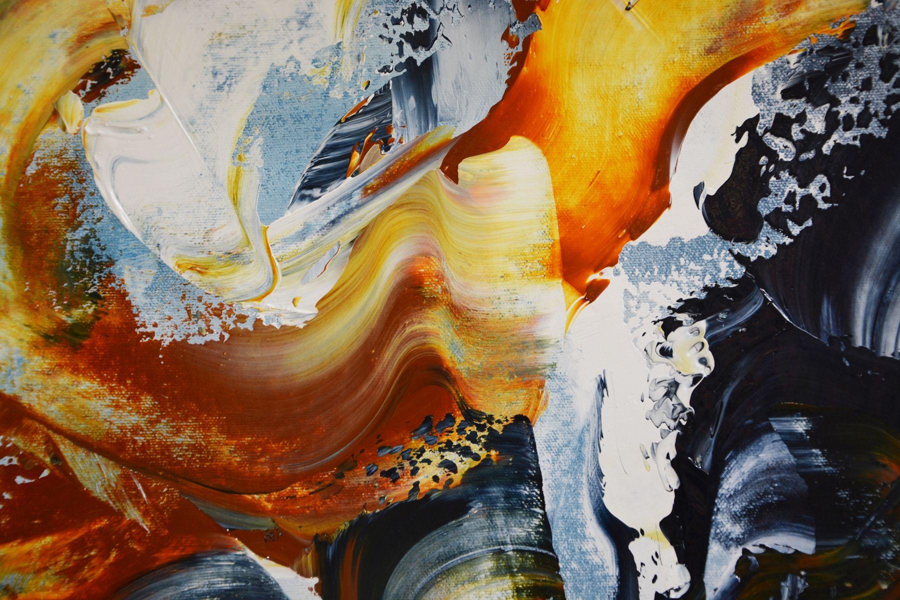 Plumas, Pintura, Acrílico sobre lienzo - Abstract Painting Gris de Andrada Anghel