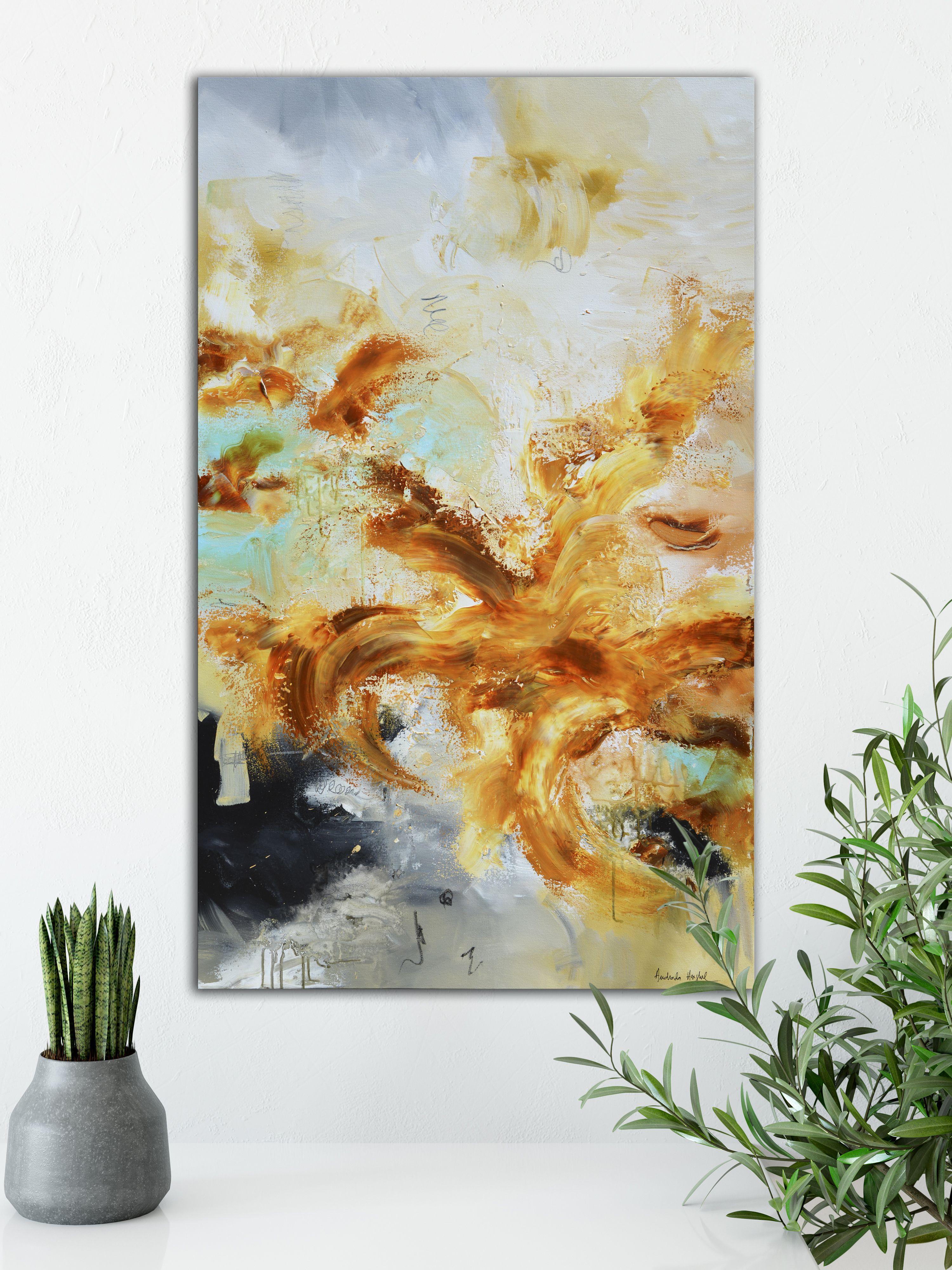 Remolinos de fuego 2, Pintura, Acrílico sobre lienzo - Painting de Andrada Anghel