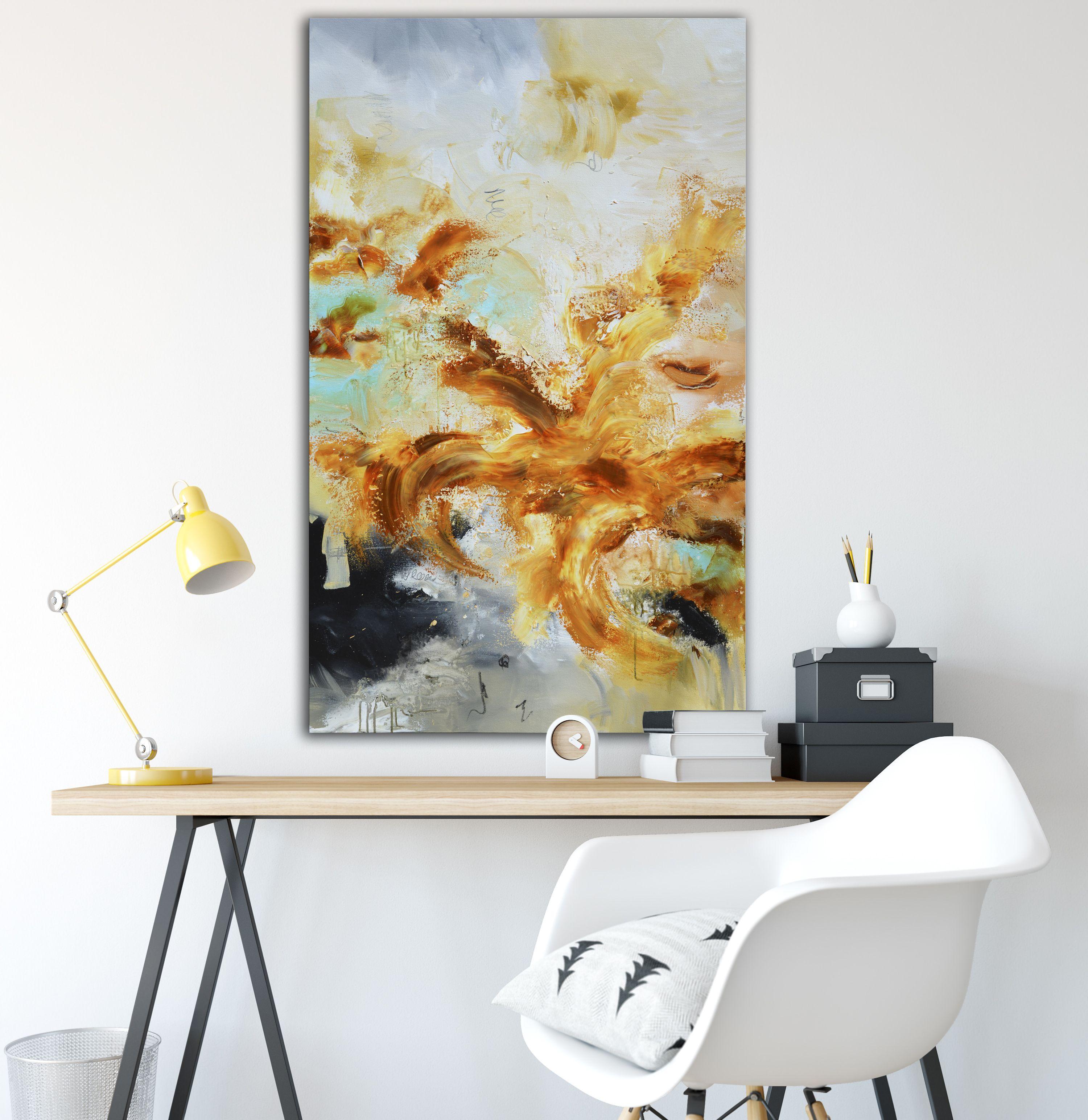 Remolinos de fuego 2, Pintura, Acrílico sobre lienzo - Painting Abstracto de Andrada Anghel