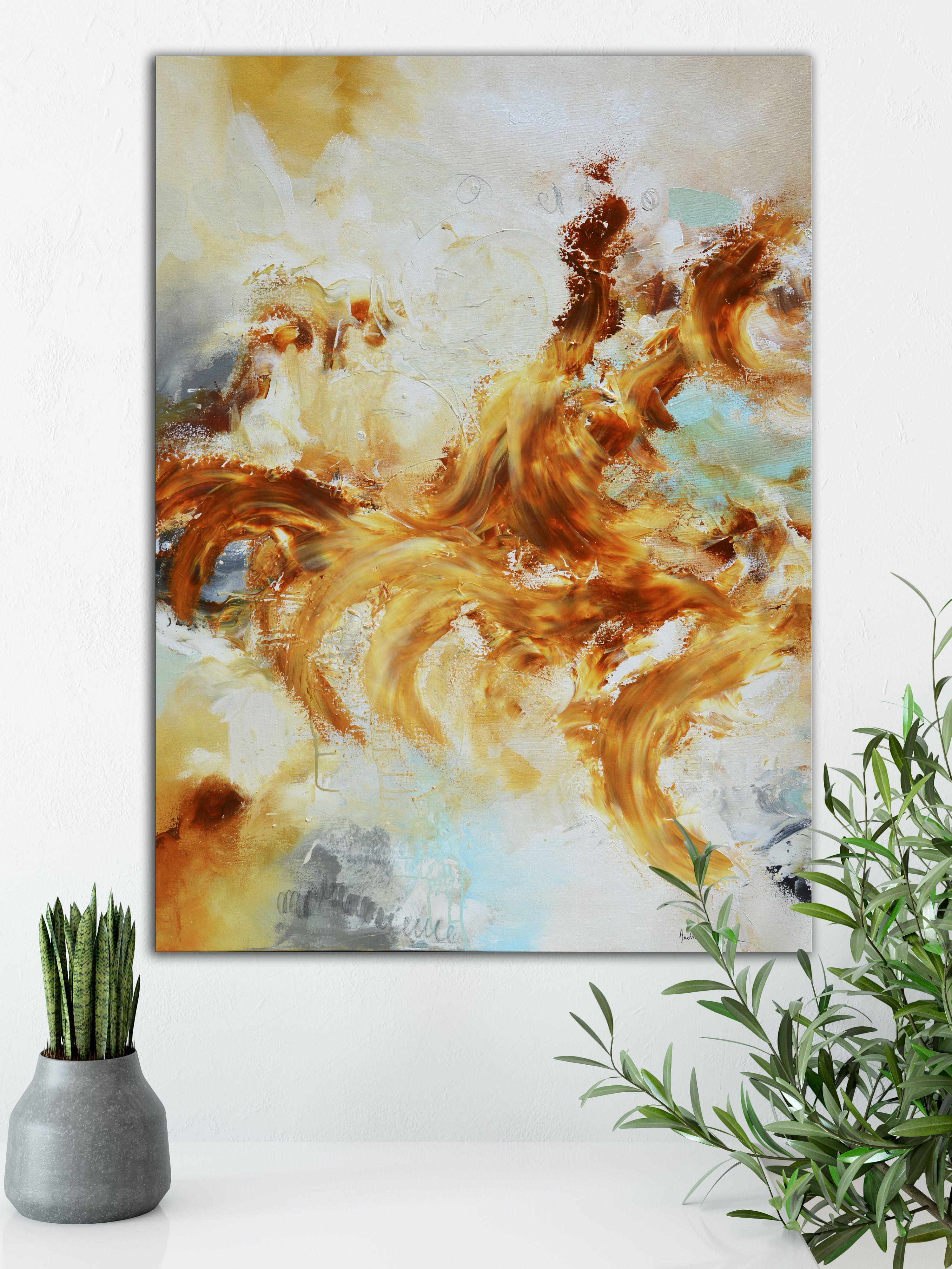 Fiamme 1, Pittura, Acrilico su tela - Painting di Andrada Anghel