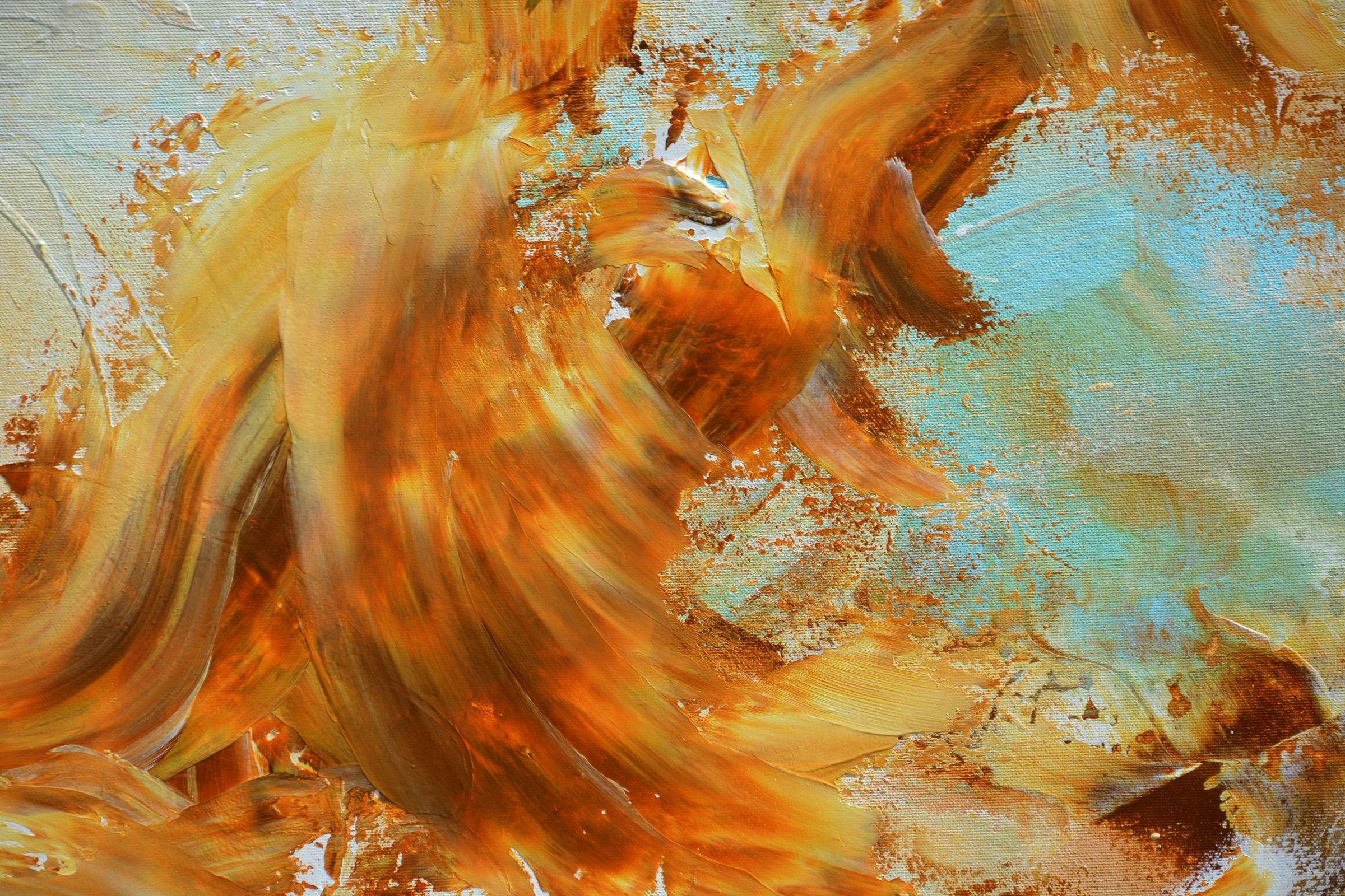Fiamme 1, Pittura, Acrilico su tela - Abstract Painting Beige di Andrada Anghel