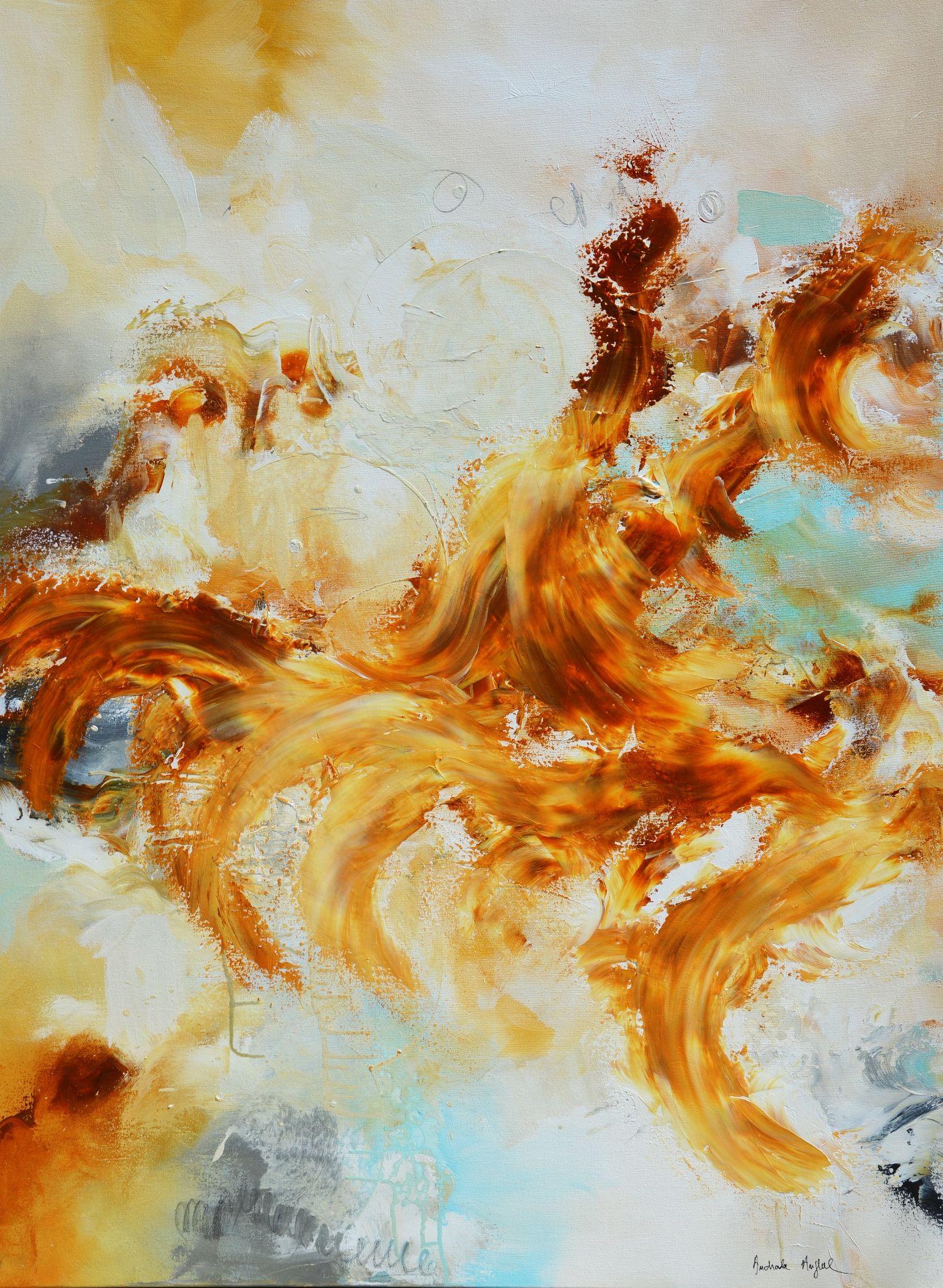 Abstract Painting di Andrada Anghel - Fiamme 1, Pittura, Acrilico su tela