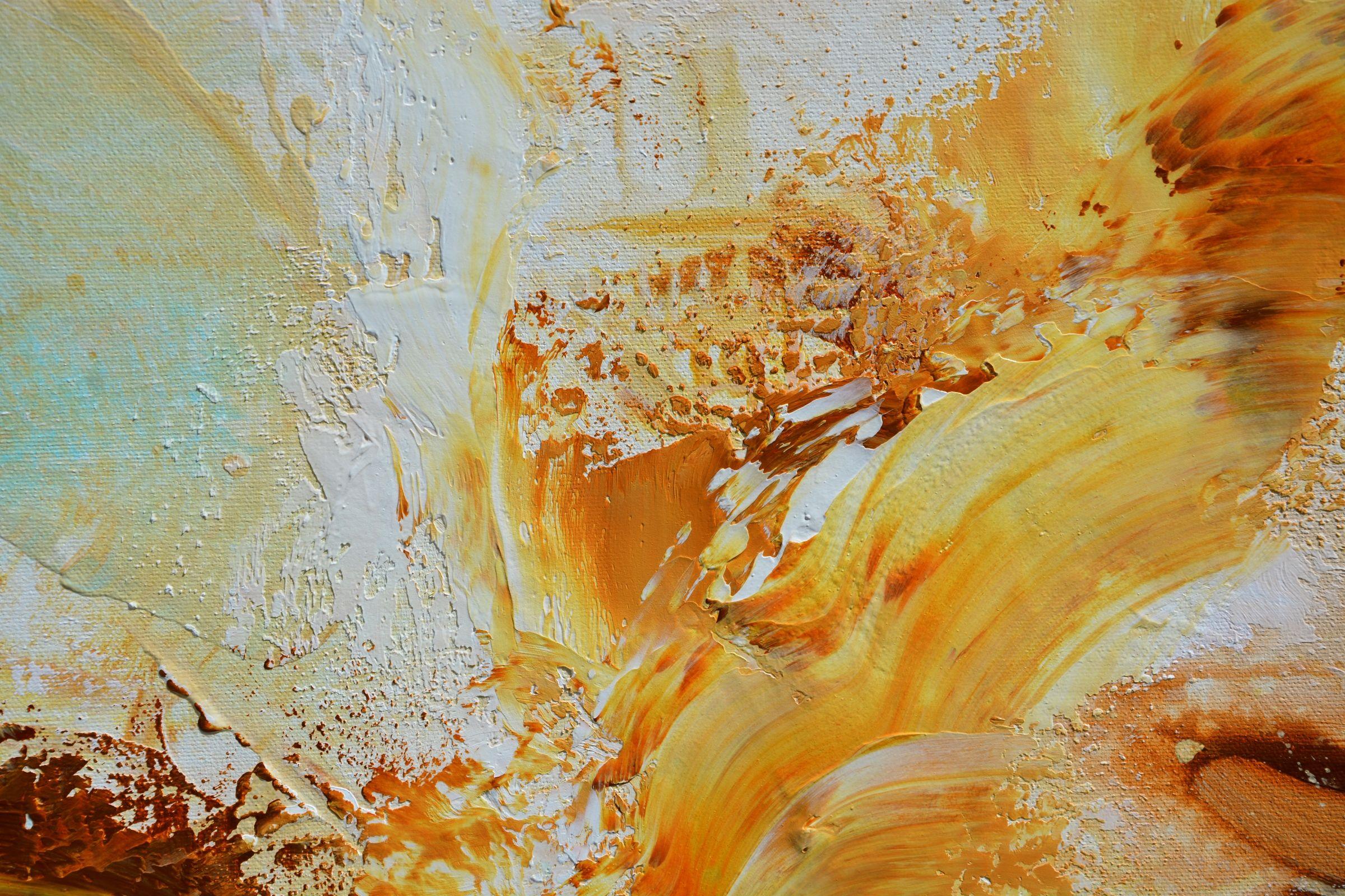 Fiamme II, Pittura, Acrilico su tela - Abstract Painting Beige di Andrada Anghel