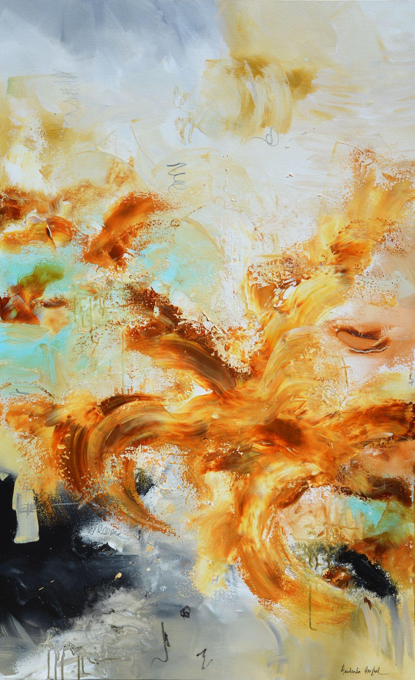 Abstract Painting di Andrada Anghel - Fiamme II, Pittura, Acrilico su tela