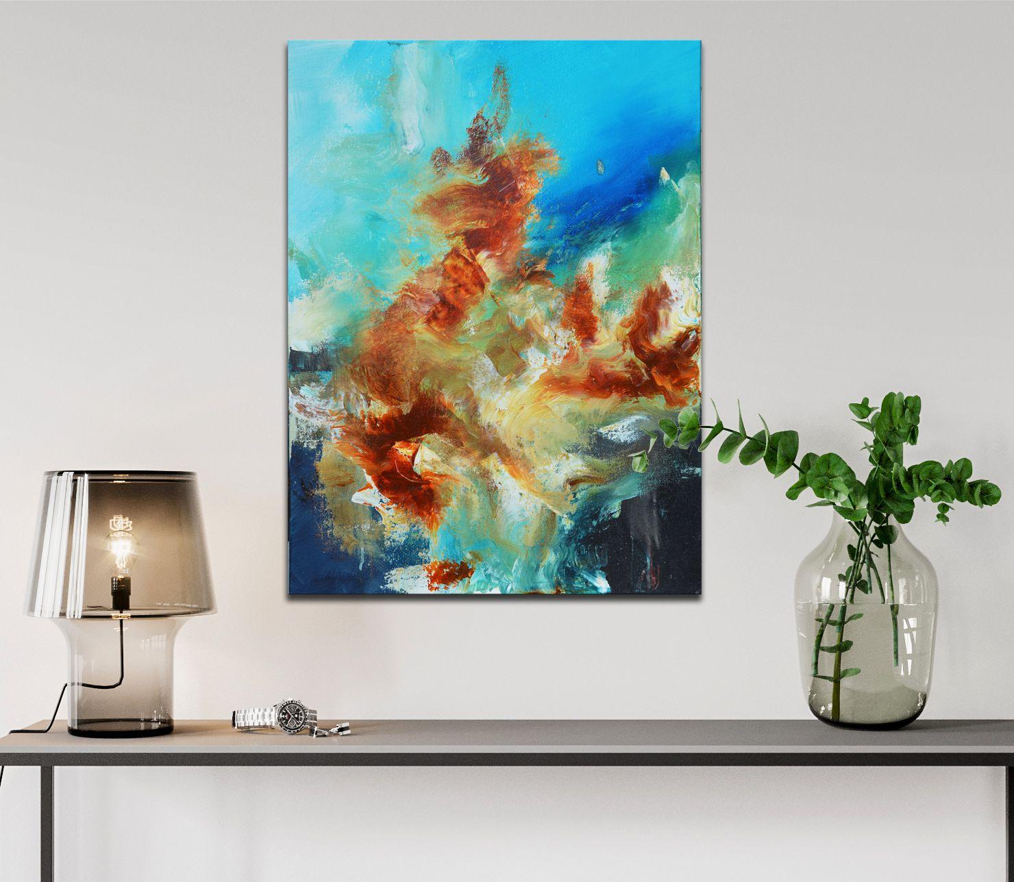 Fiamme IX, Pittura, Acrilico su tela - Painting di Andrada Anghel