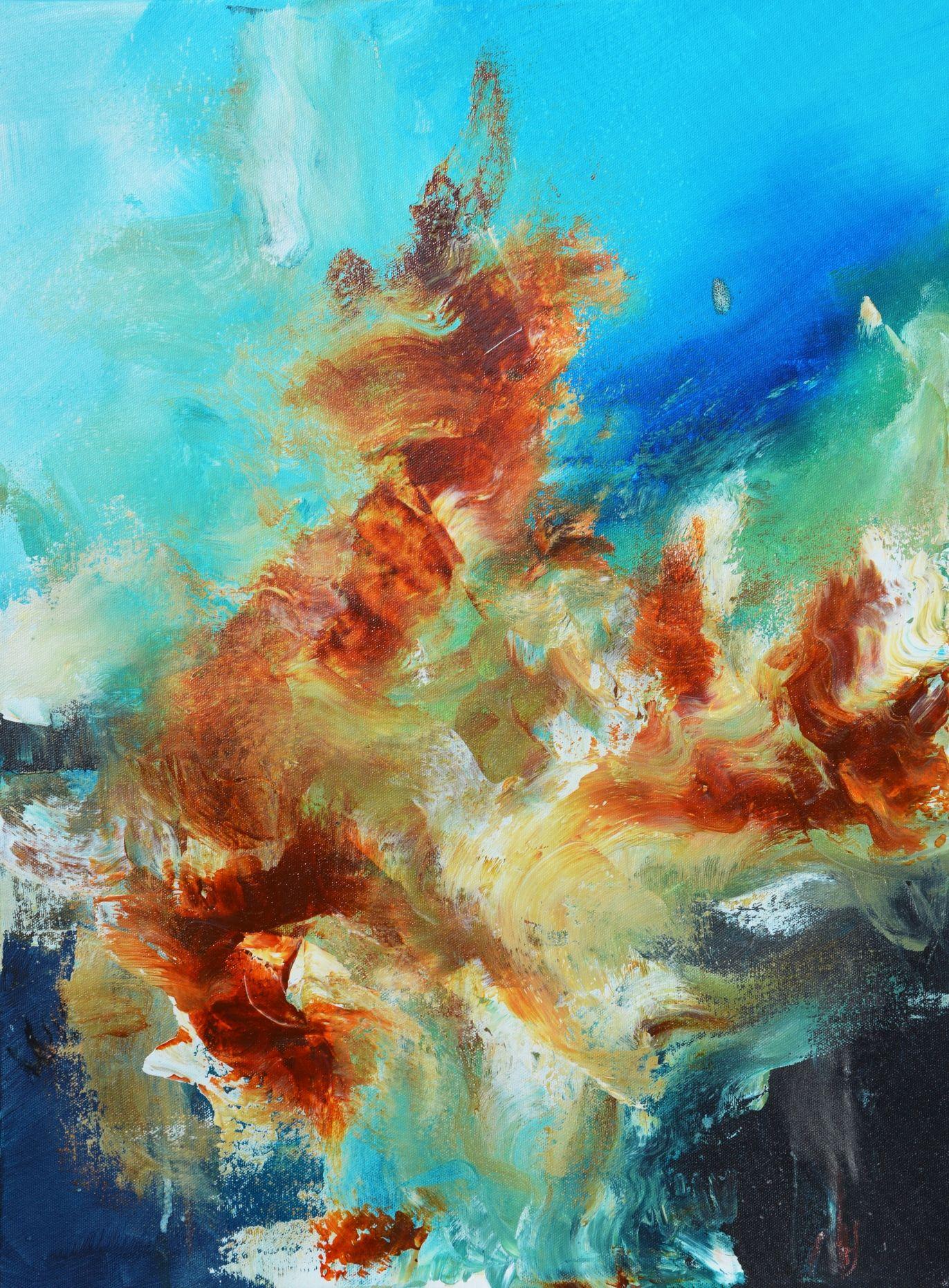 Abstract Painting di Andrada Anghel - Fiamme IX, Pittura, Acrilico su tela