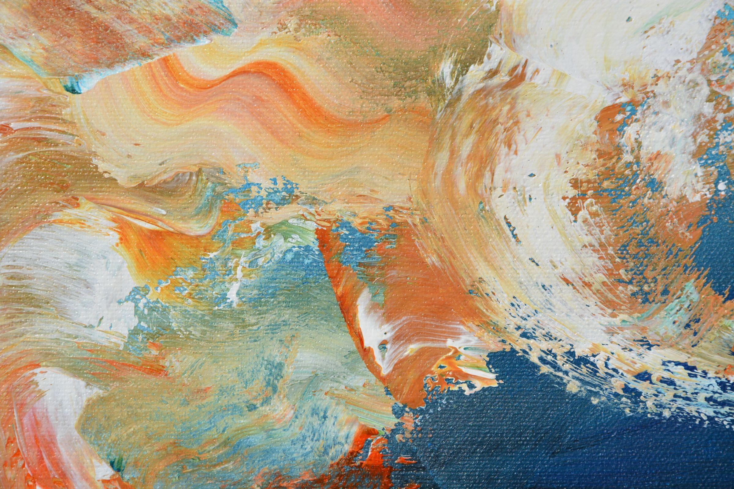 Fiamme VII, Pittura, Acrilico su tela - Abstract Painting Grigio di Andrada Anghel