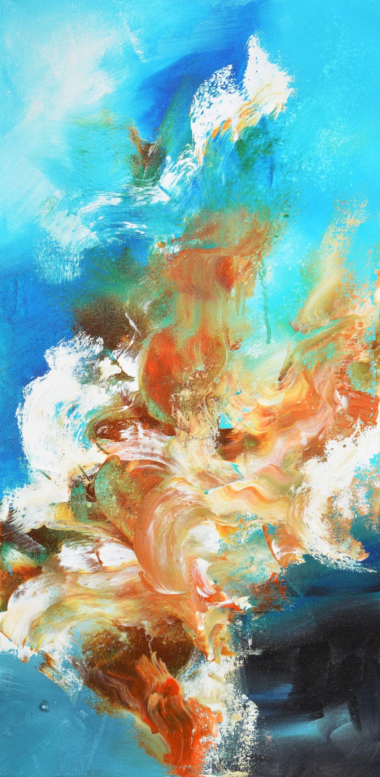 Abstract Painting di Andrada Anghel - Fiamme VII, Pittura, Acrilico su tela