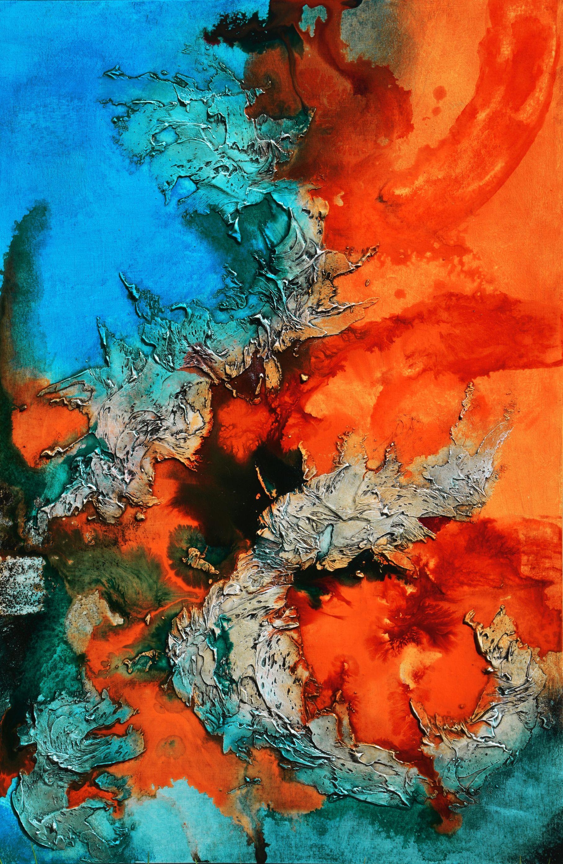 Abstract Painting di Andrada Anghel - FlyOver, Pittura, Acrilico su pannello di Wood