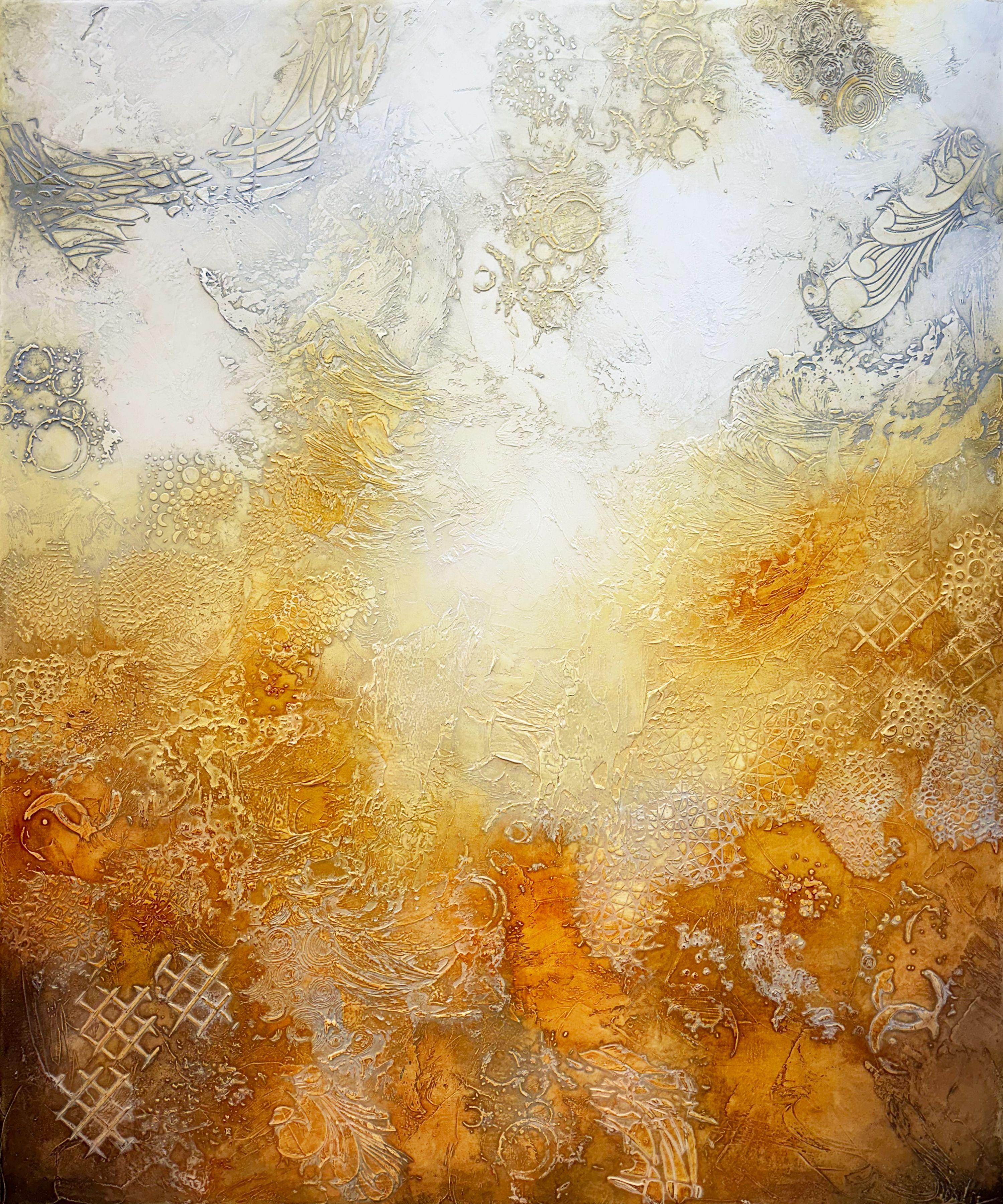 Andrada Anghel Abstract Painting - Gilded Lacework, Painting, Oil on Canvas