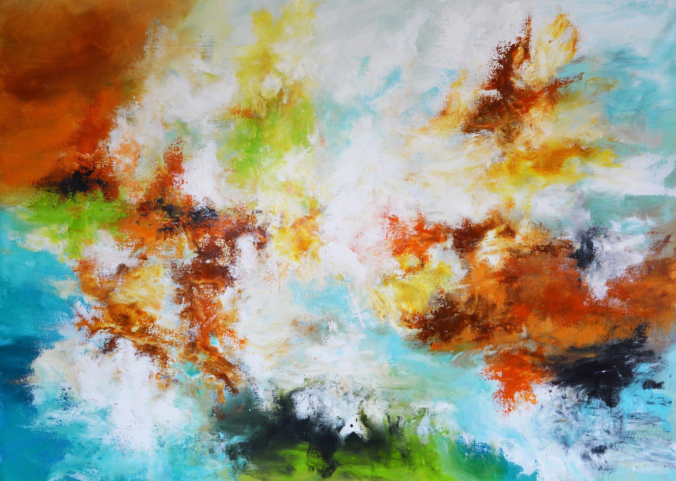 Abstract Painting di Andrada Anghel - Testa tra le nuvole, Pittura, Acrilico su tela