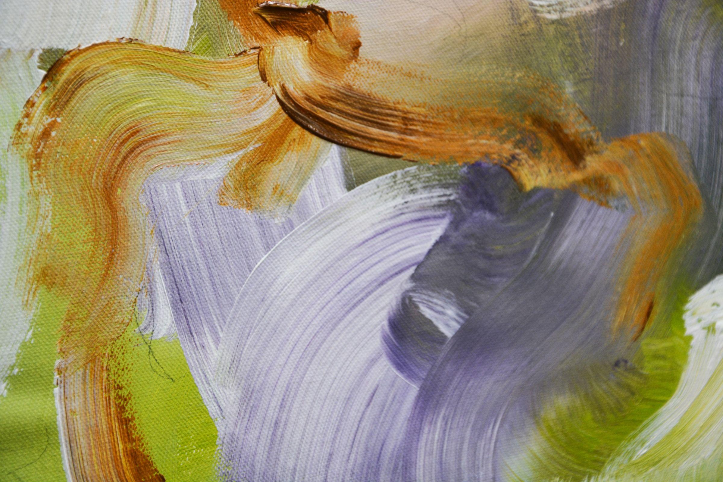 Preferirei essere sola, Pittura, Acrilico su tela - Abstract Painting Grigio di Andrada Anghel