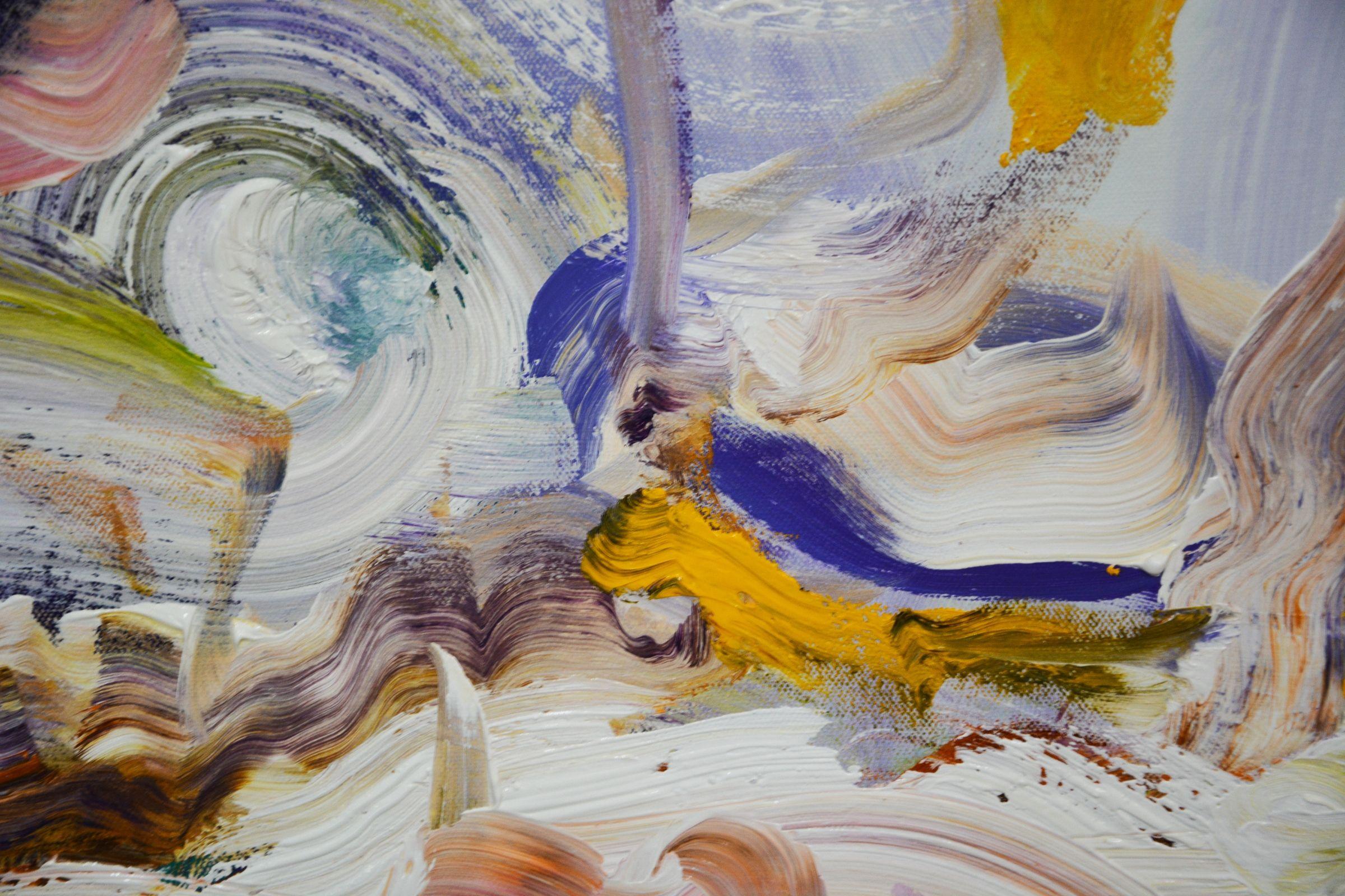 Ich träume von einem Paradies - kühne, farbenfrohe große Kunst, Gemälde, Acryl auf Leinwand (Abstrakt), Painting, von Andrada Anghel