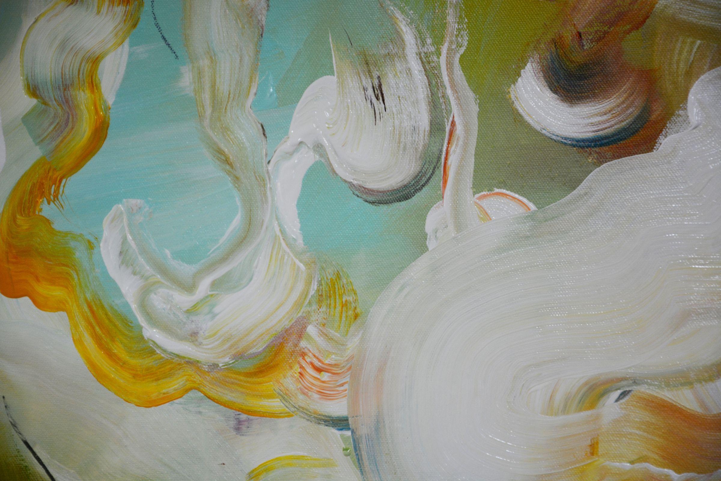 Tierra de Encanto, Pintura, Acrílico sobre lienzo - Abstract Painting Beige de Andrada Anghel