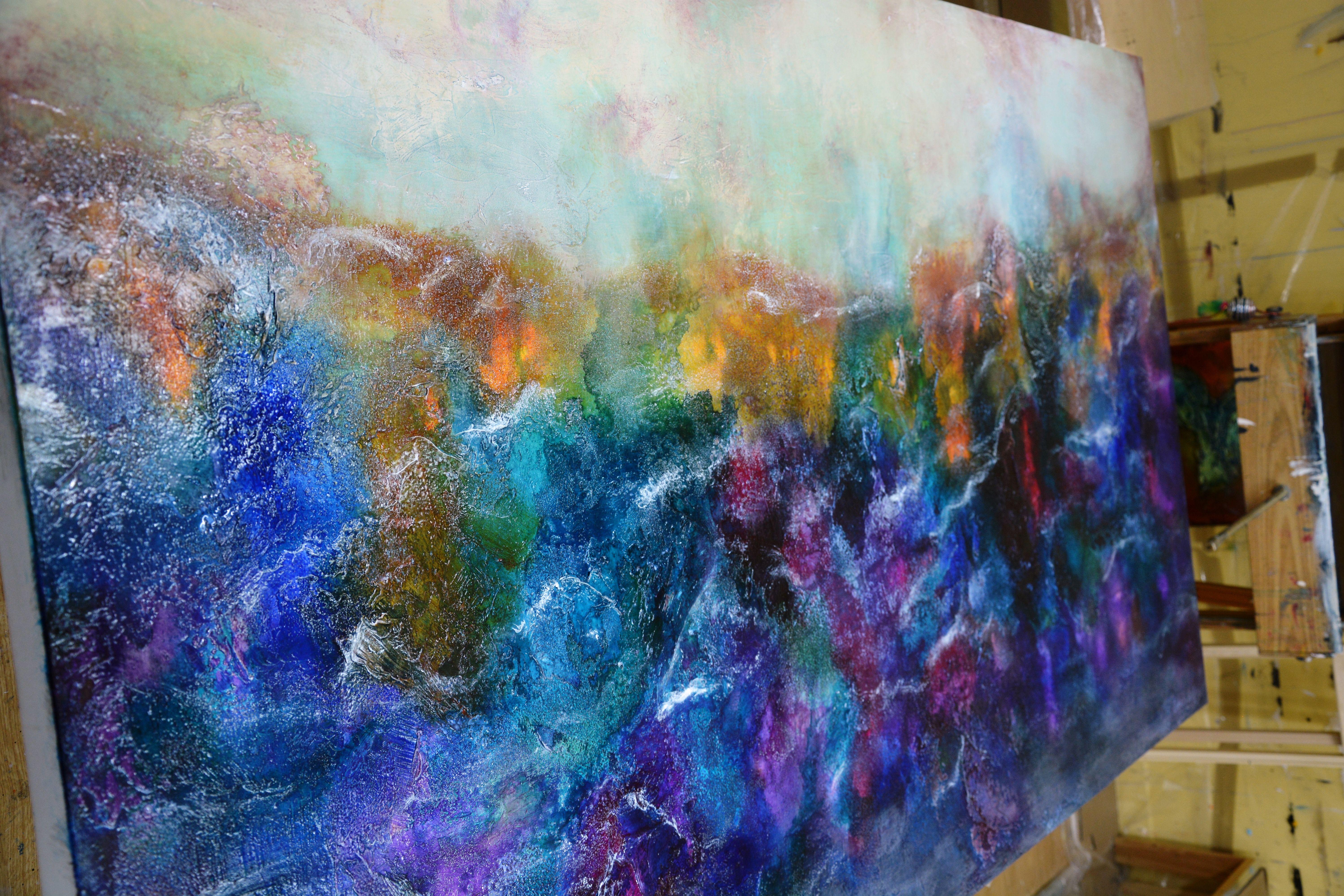 Lago de lavanda, Pintura, Óleo sobre lienzo - Painting de Andrada Anghel