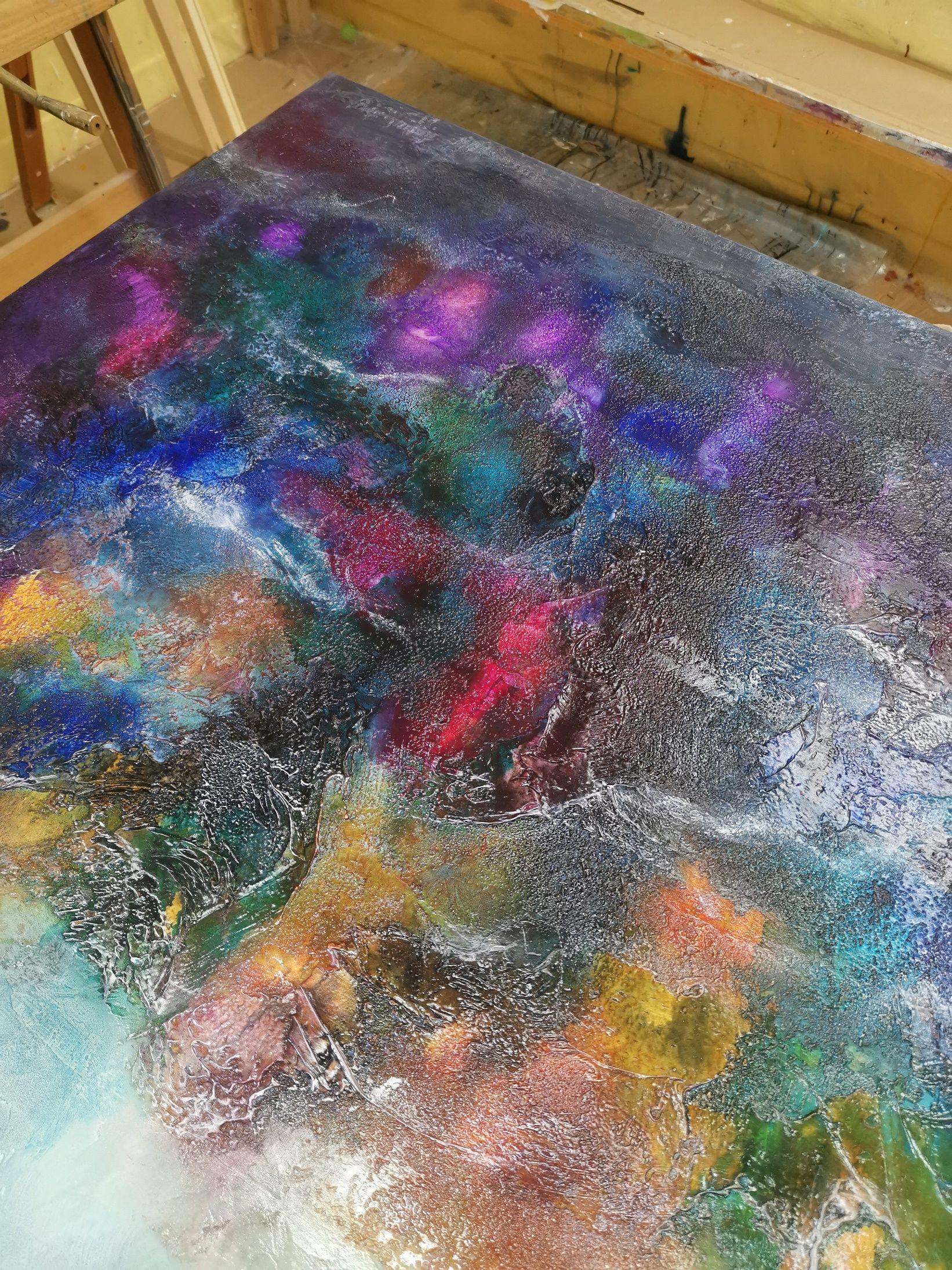 Lago de lavanda, Pintura, Óleo sobre lienzo - Painting Abstracto de Andrada Anghel