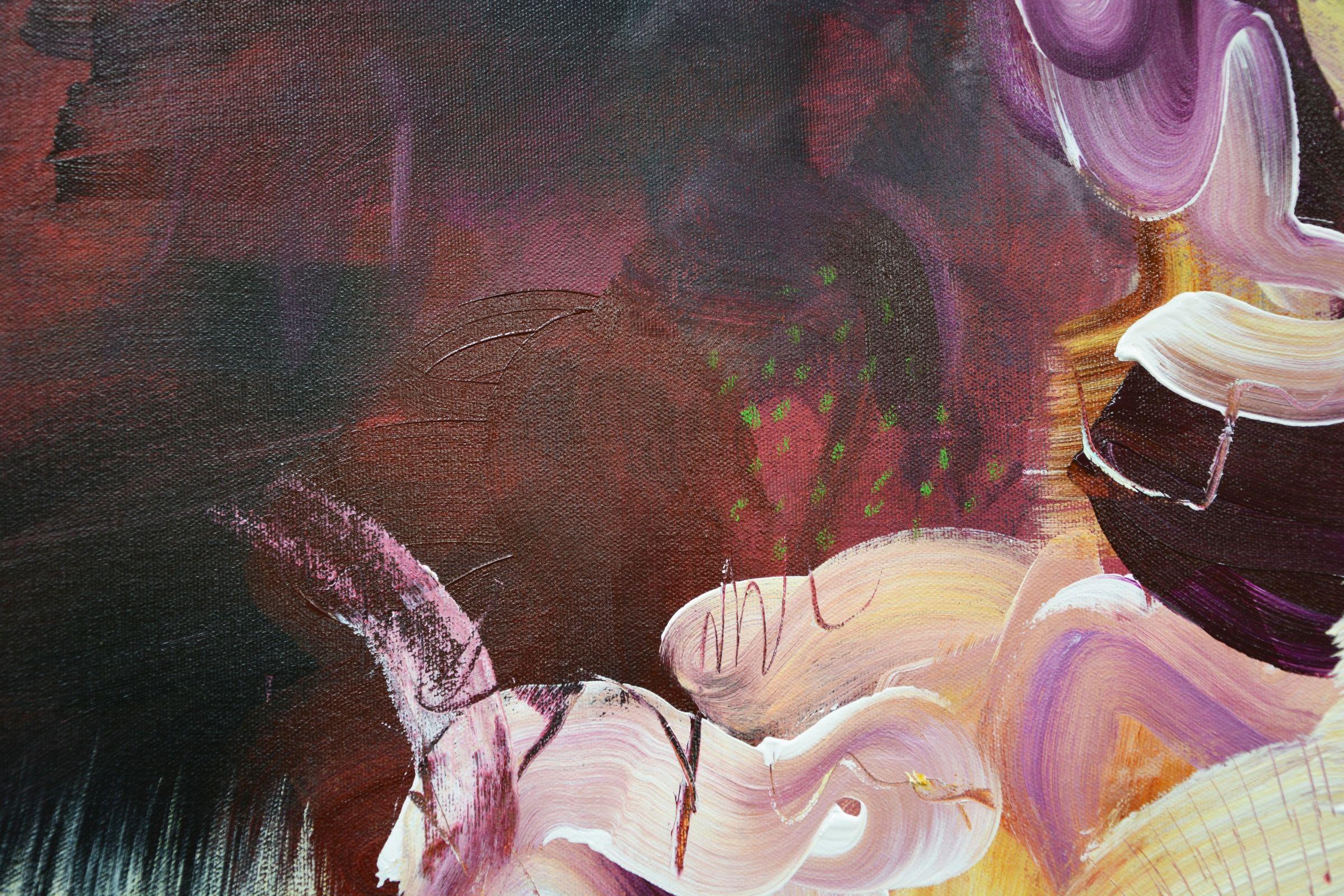 Cinta naranja, Pintura, Acrílico sobre lienzo - Painting Abstracto de Andrada Anghel