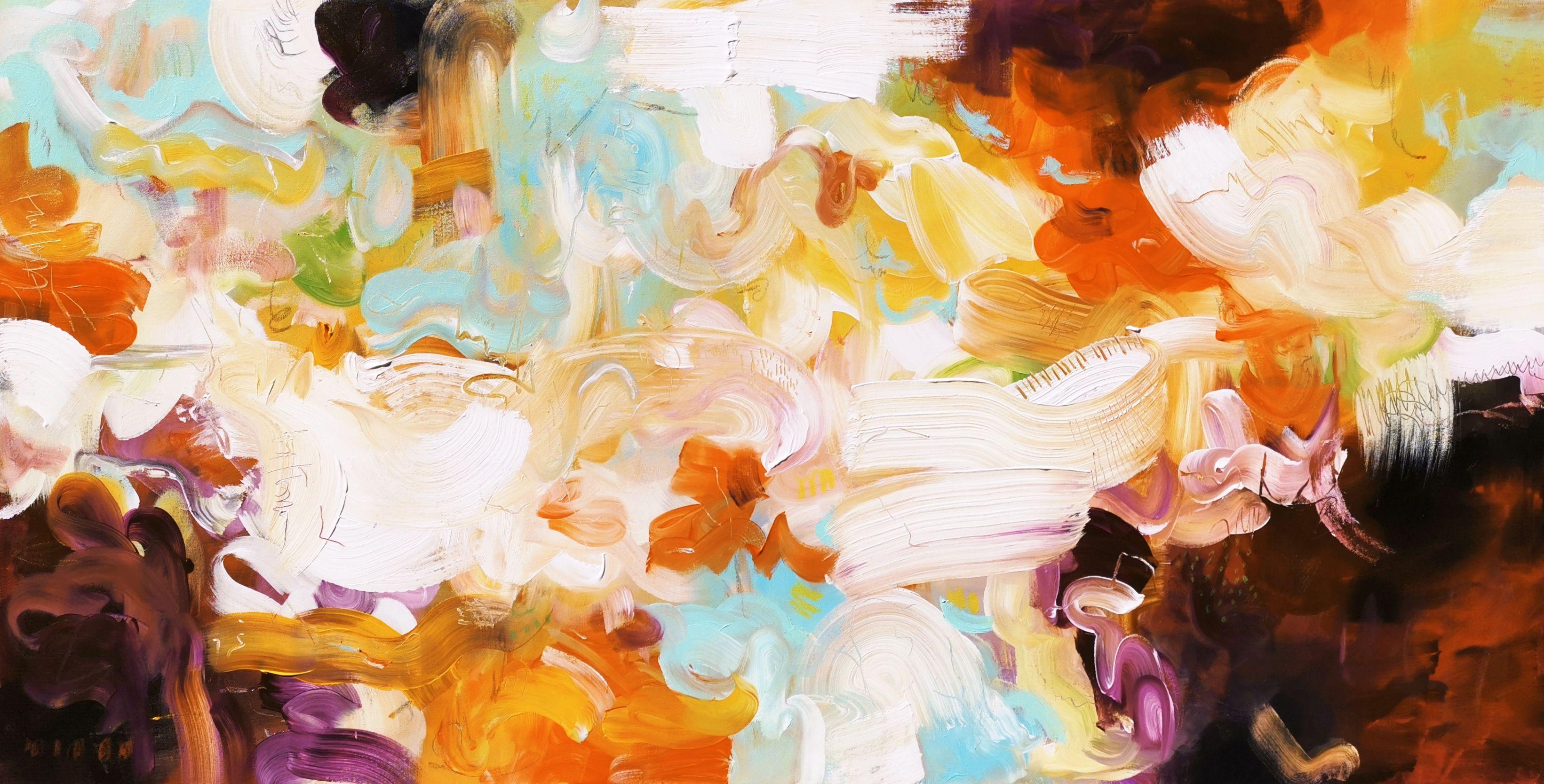 Abstract Painting de Andrada Anghel - Cinta naranja, Pintura, Acrílico sobre lienzo