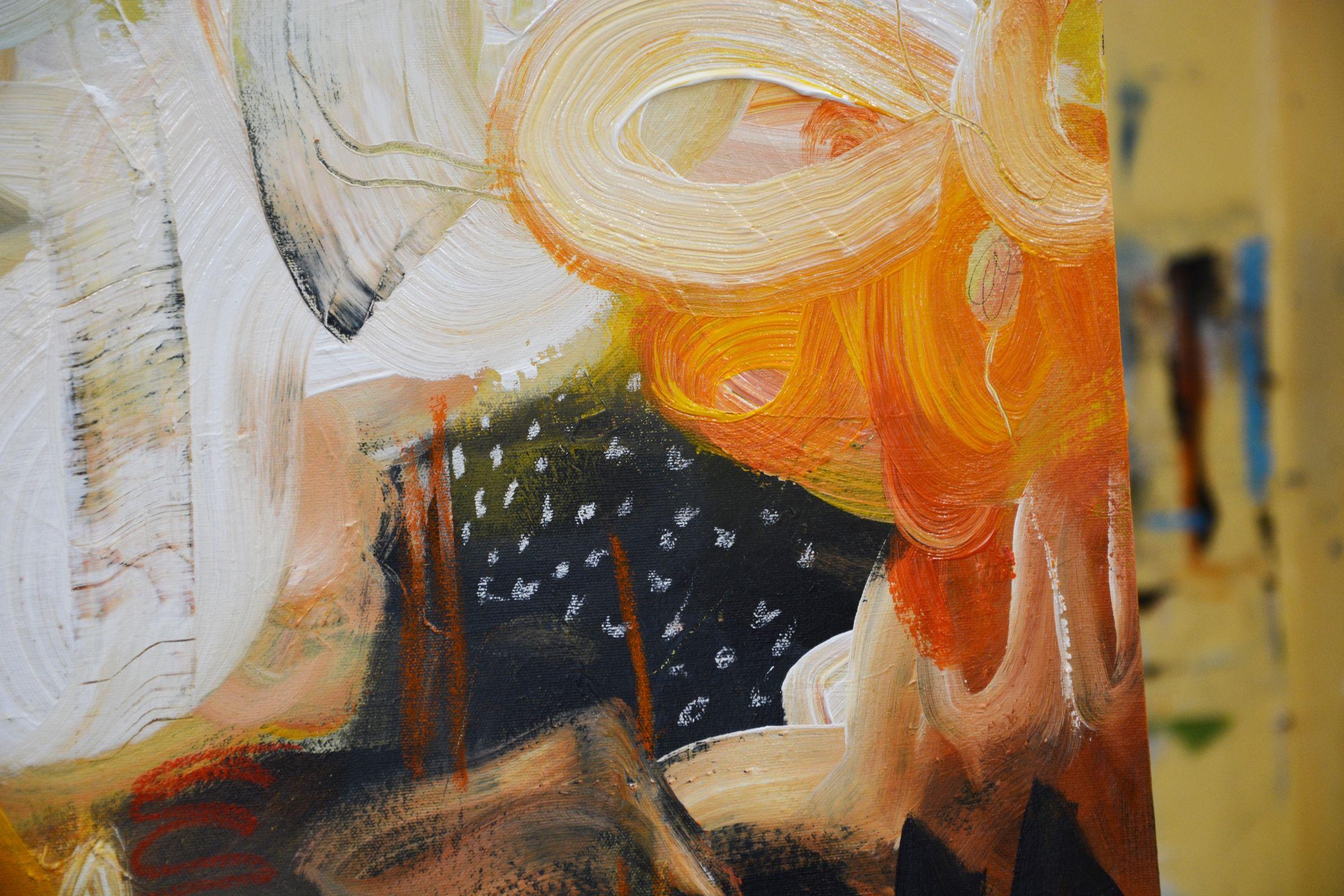 Complicato con pois, Pittura, Acrilico su Tela - Painting Astratto di Andrada Anghel