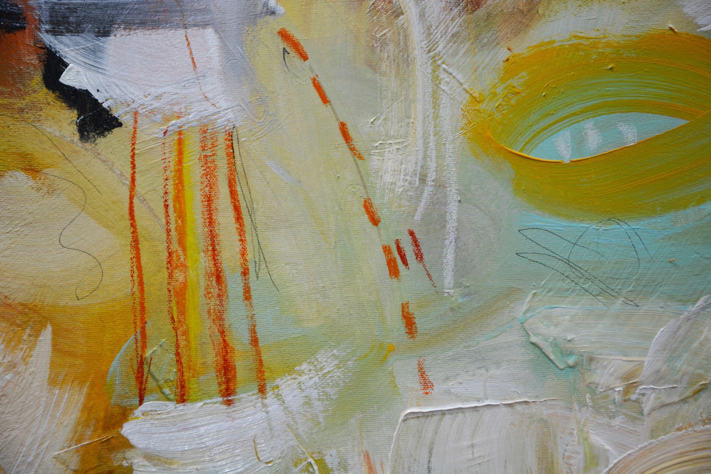 Complicato con pois, Pittura, Acrilico su Tela - Abstract Painting Beige di Andrada Anghel