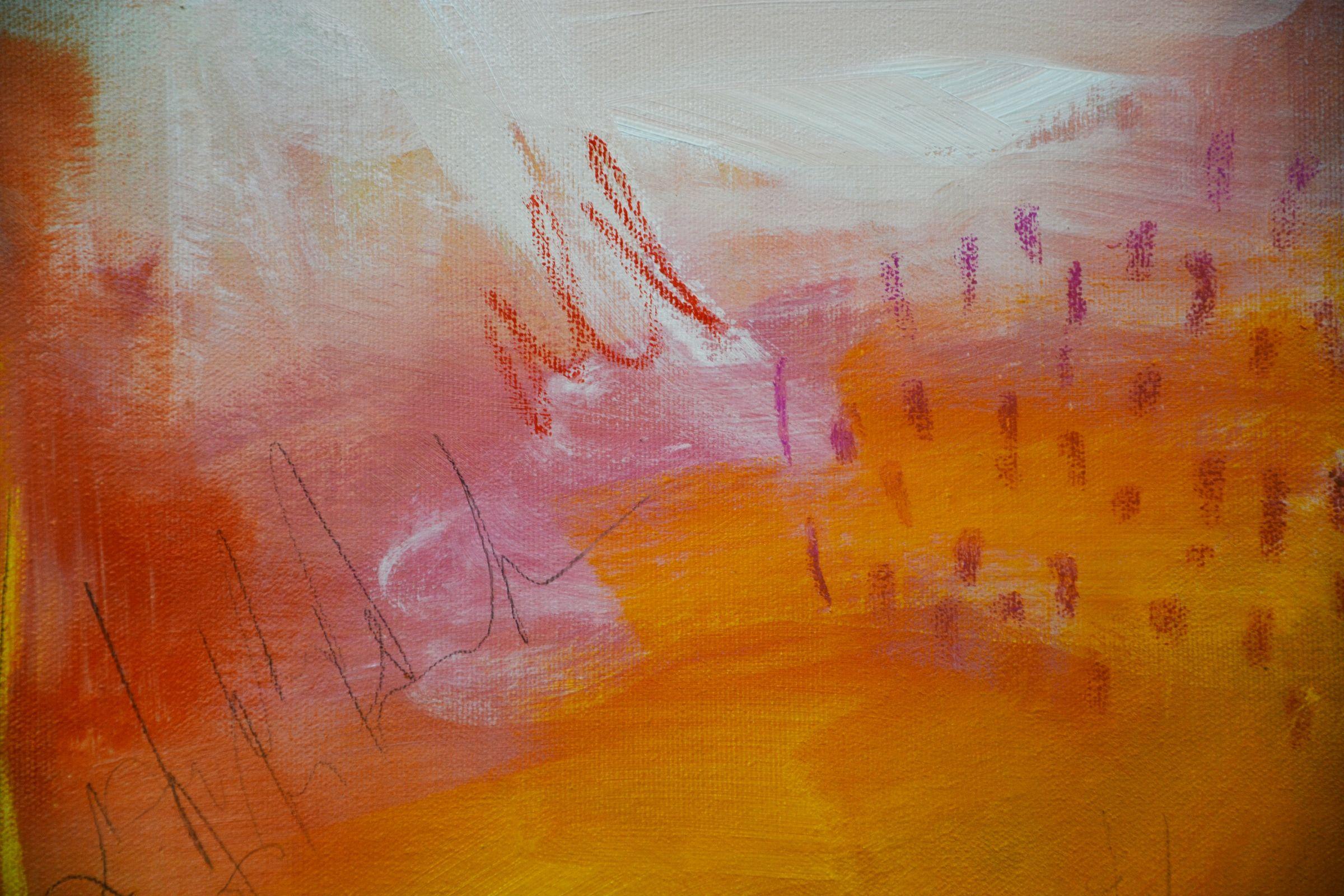 Parco giochi con rosa, Pittura, Acrilico su tela in vendita 2